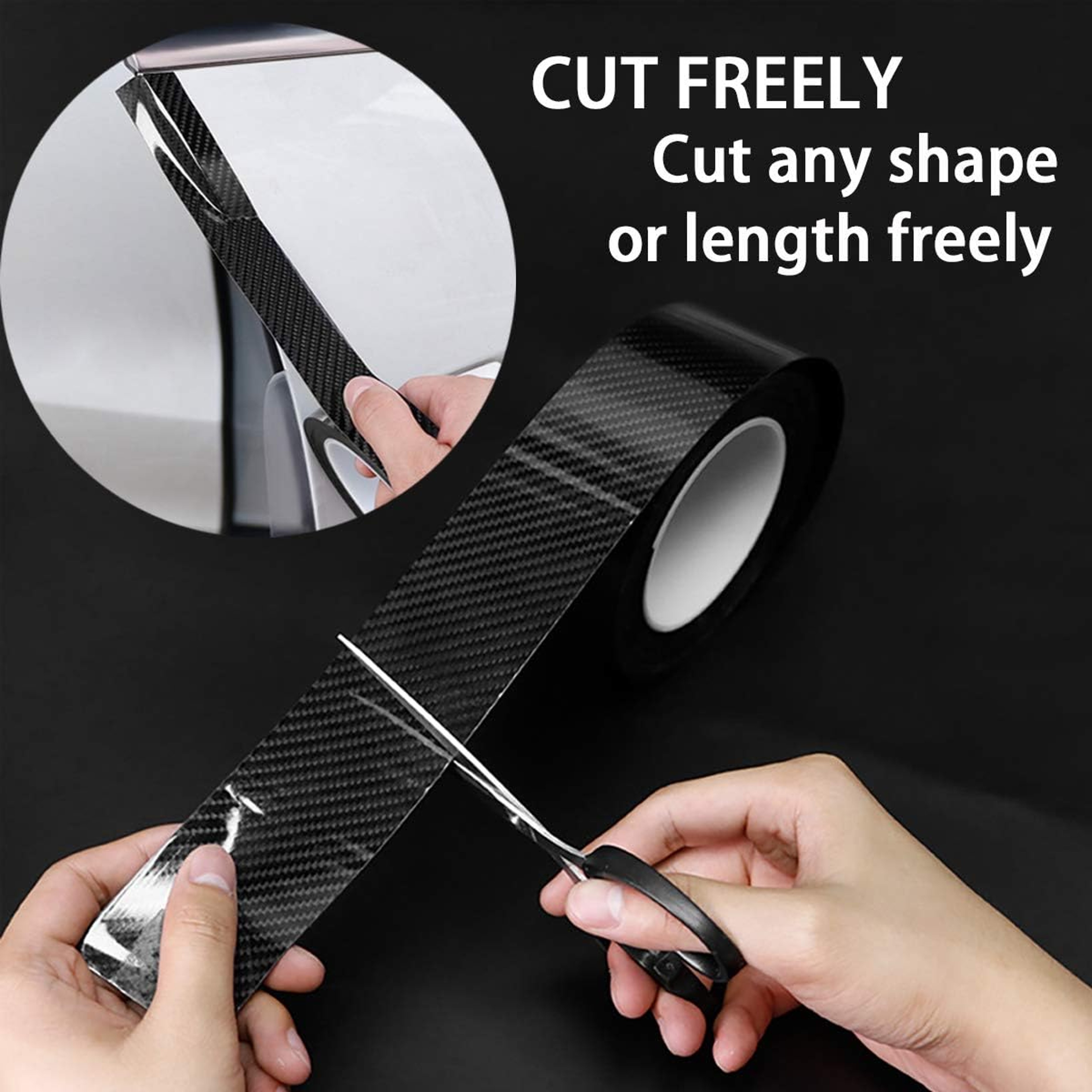 Nano Carbon Fiber Car 3D Tape Mirror Protector Strip, Waterproof Adhesive for Scratch Protection – view 3