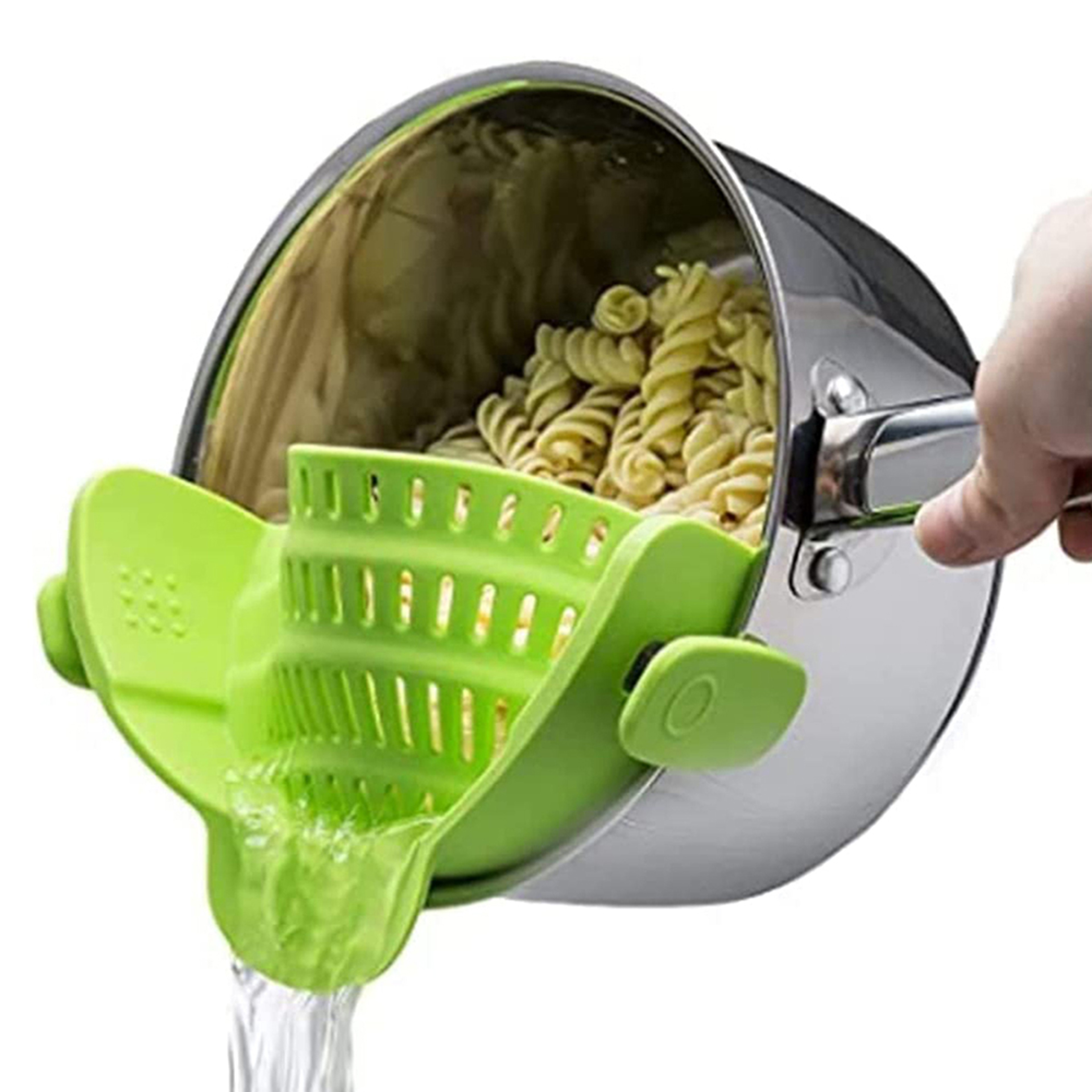 Clip On Silicone Strainer for Pots and Pans, Kitchen Drain Rack for Pasta, Noodles, Vegetables, Fruits, Colander Tool – view 7
