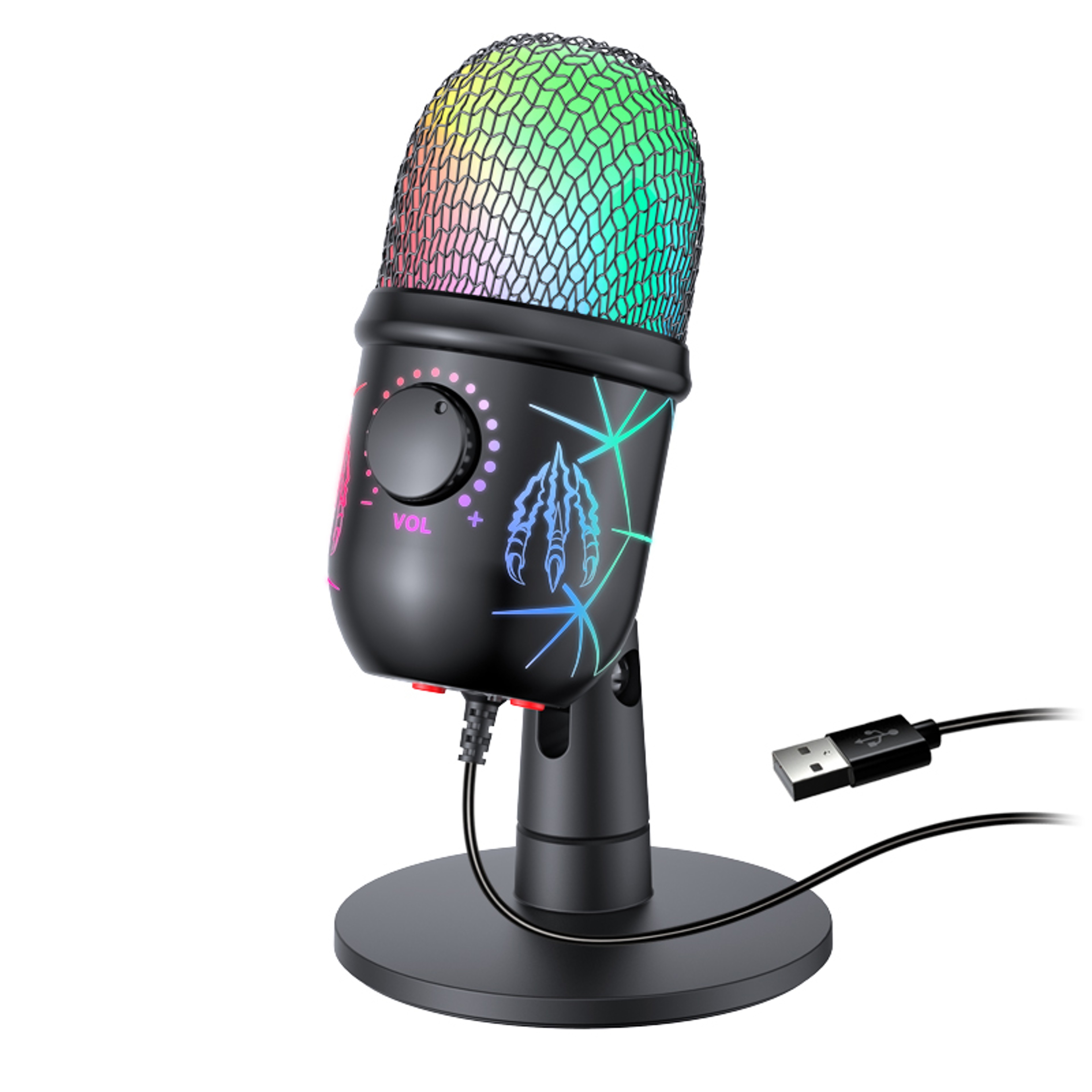 USB Microphone For Gaming And Streaming PC Mac Mic With RGB Lights Mute Noise Reduction Stereo Moni 0