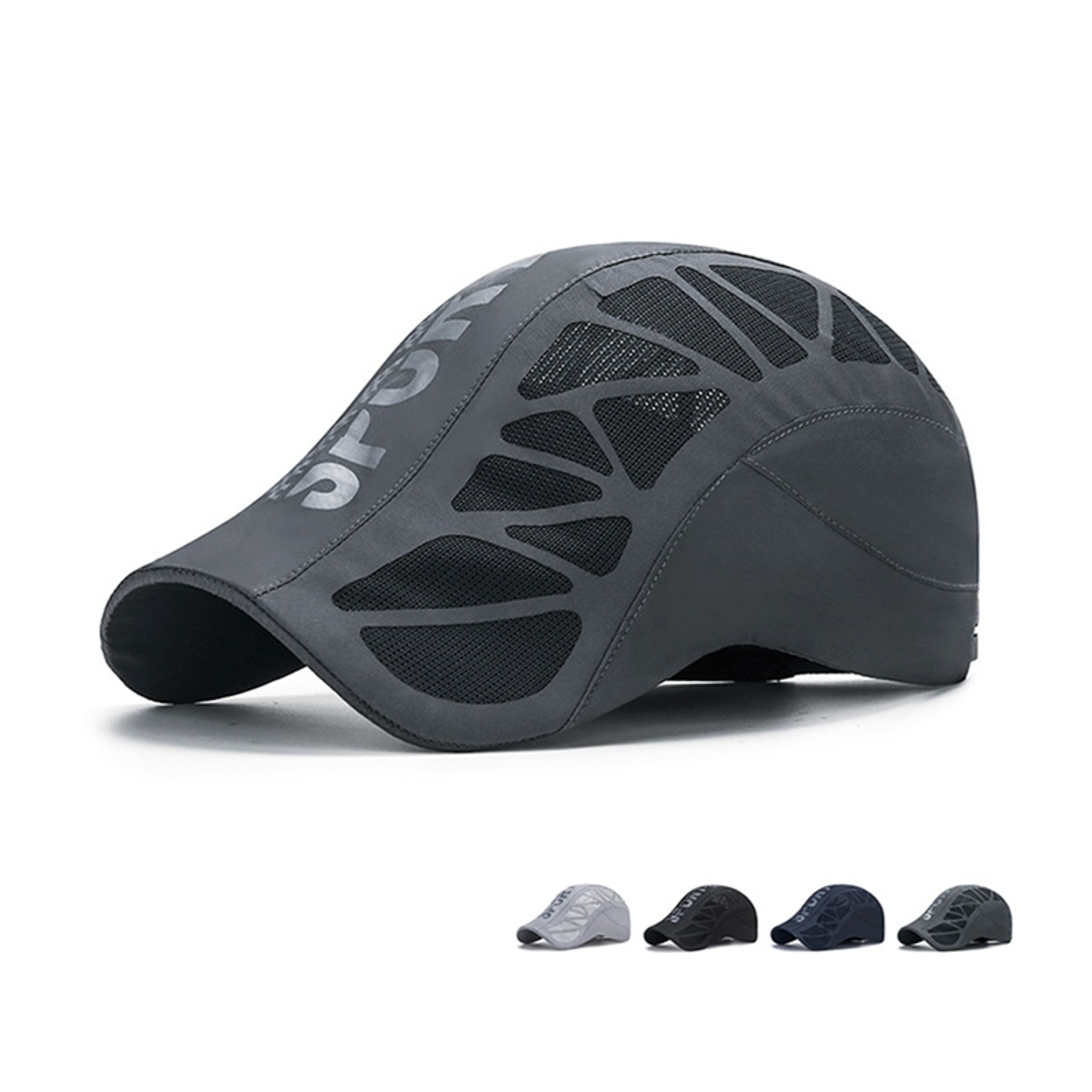 Quick Dry Men Sports Hat, Golf Driving Cycling Cap, Letter Print Newsboy Flat Ivy, Breathable Net Mesh Summer Baseball – view 1