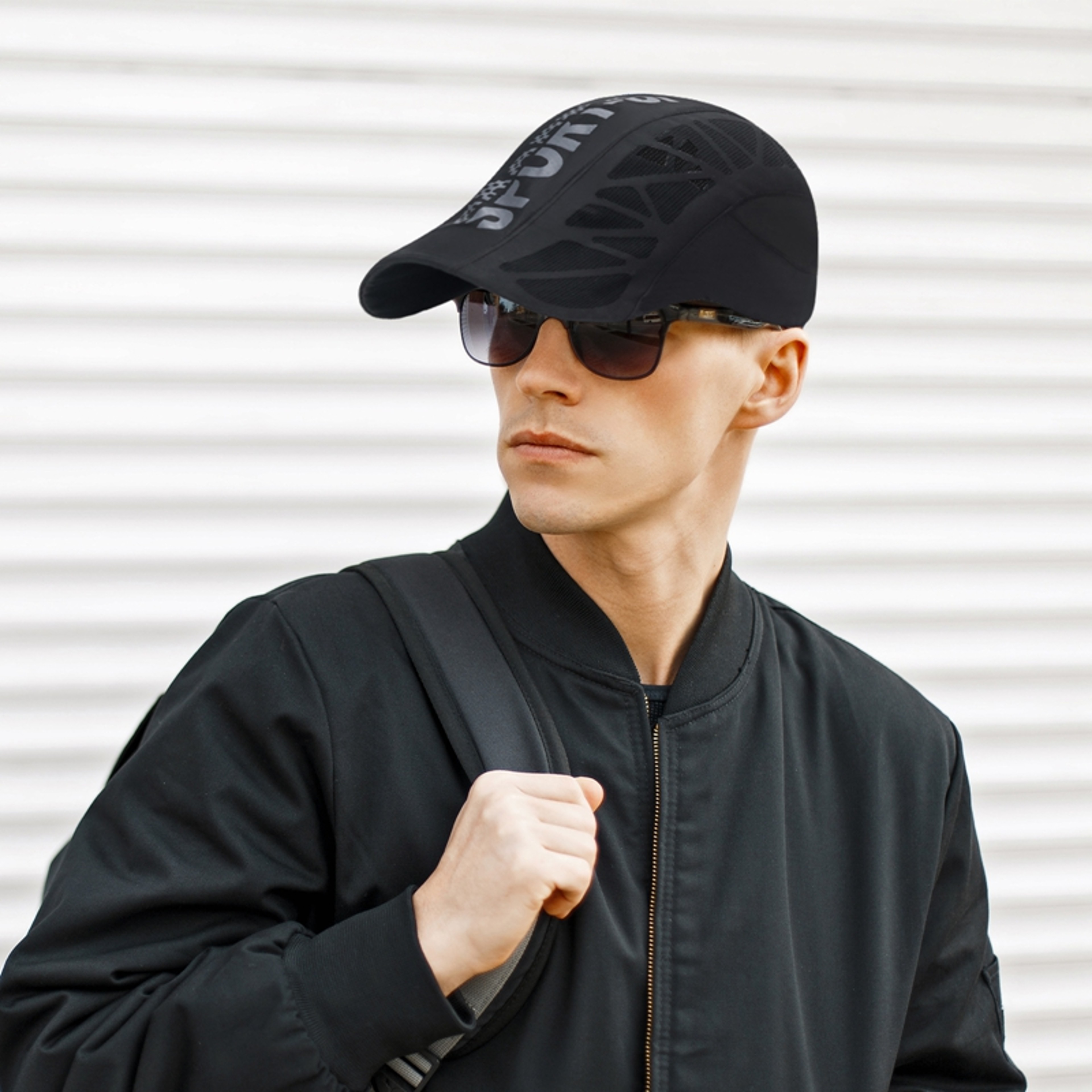 Quick Dry Men Sports Hat, Golf Driving Cycling Cap, Letter Print Newsboy Flat Ivy, Breathable Net Mesh Summer Baseball – view 6