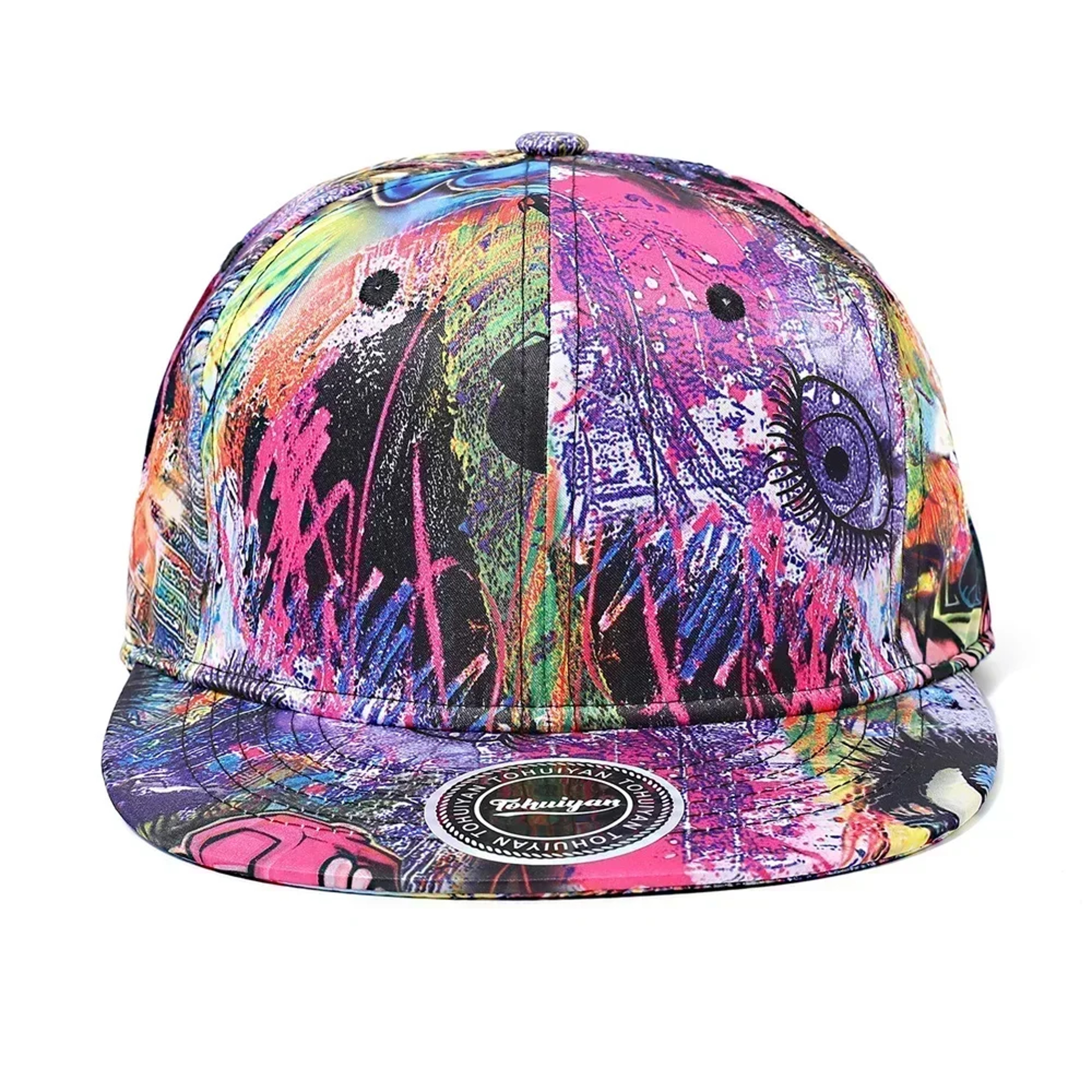 Graffiti Printing Baseball Cap, Men Bones Snapback Hat Women Flat Visor Hip Hop Caps, Streetwear Sun Hats Random Pattern – view 2