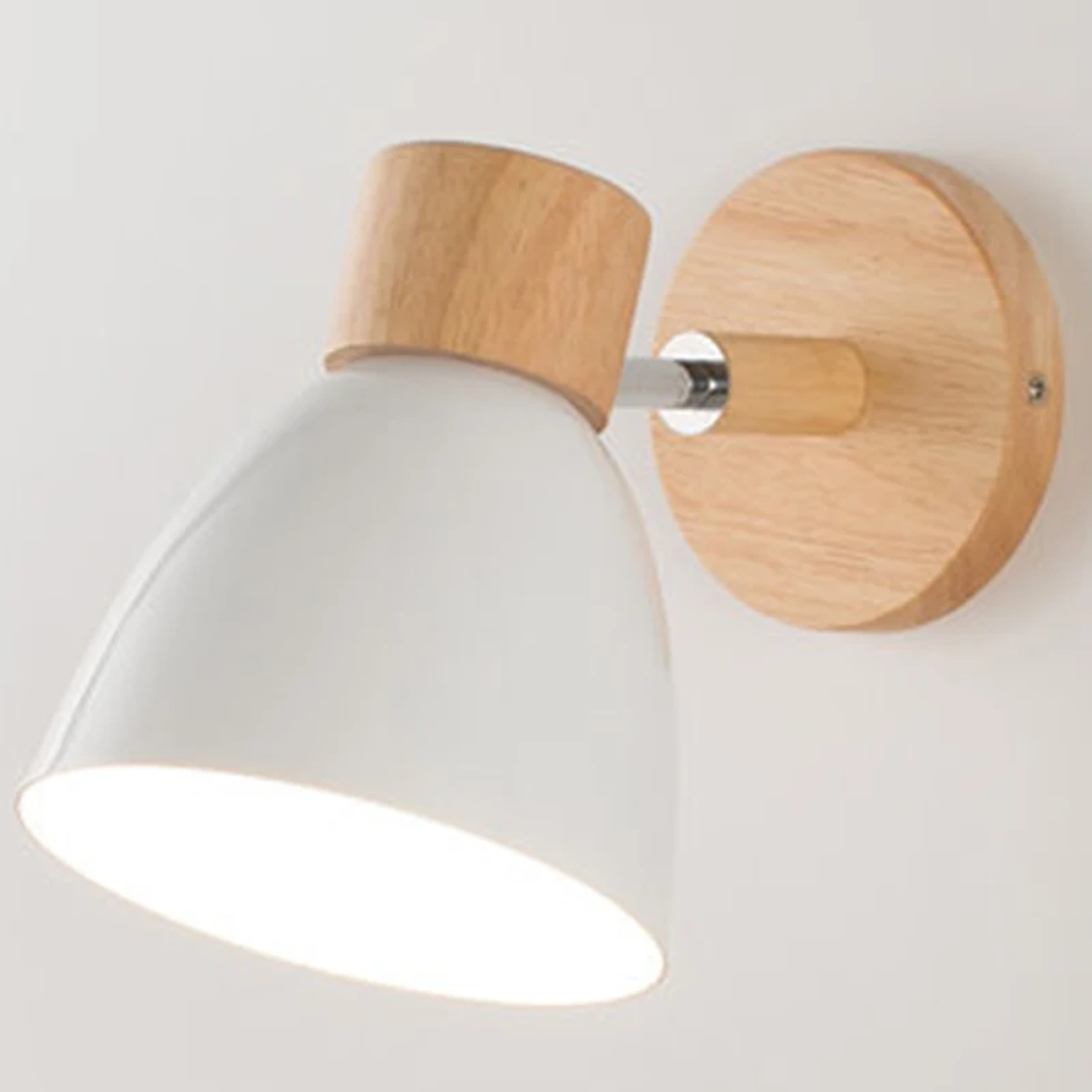 Modern Nordic LED Wall Lamp With Switch, Iron Wall Light E27 Wooden Base, Bedroom Living Room Macaroon Home Decor – view 7