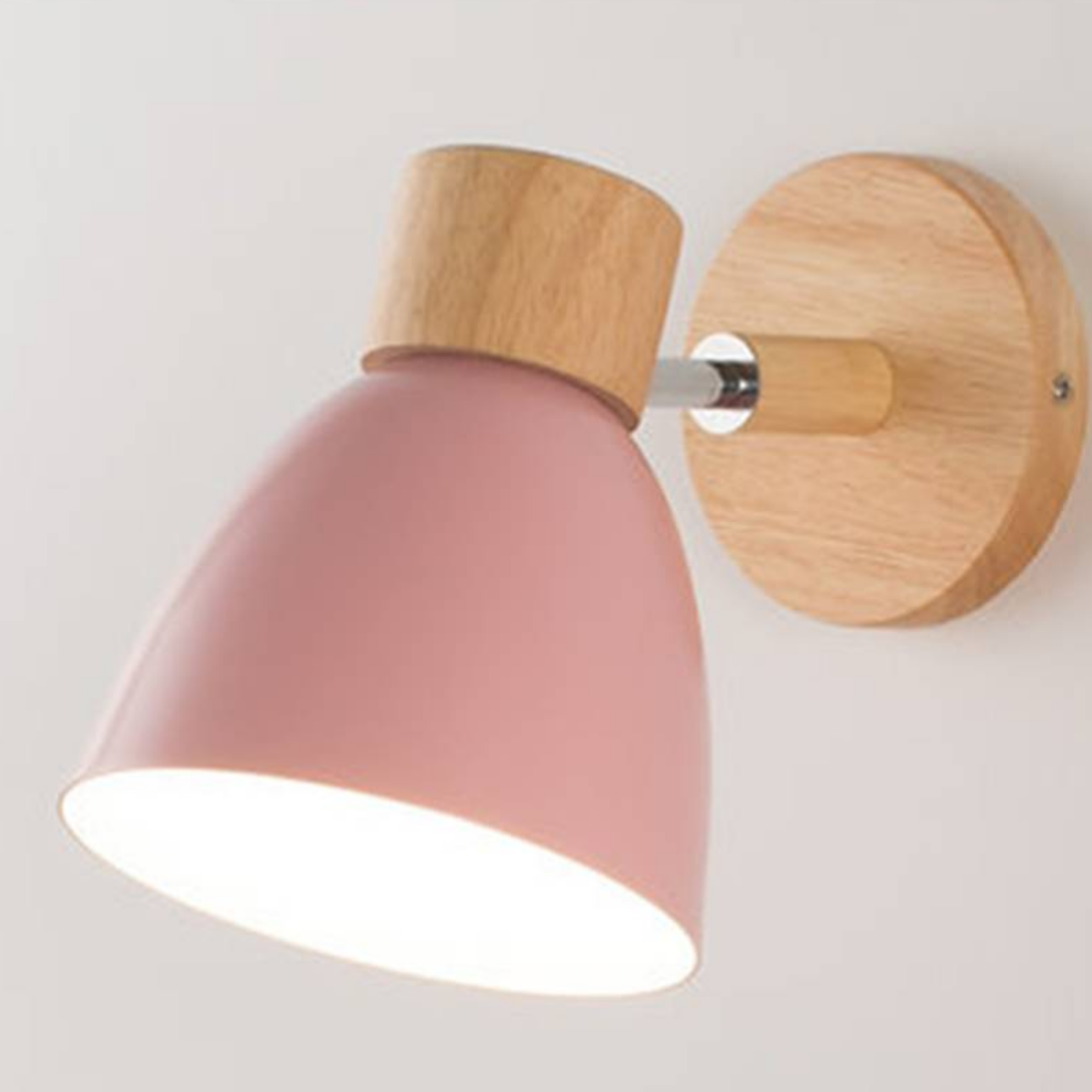 Modern Nordic LED Wall Lamp With Switch, Iron Wall Light E27 Wooden Base, Bedroom Living Room Macaroon Home Decor – view 13