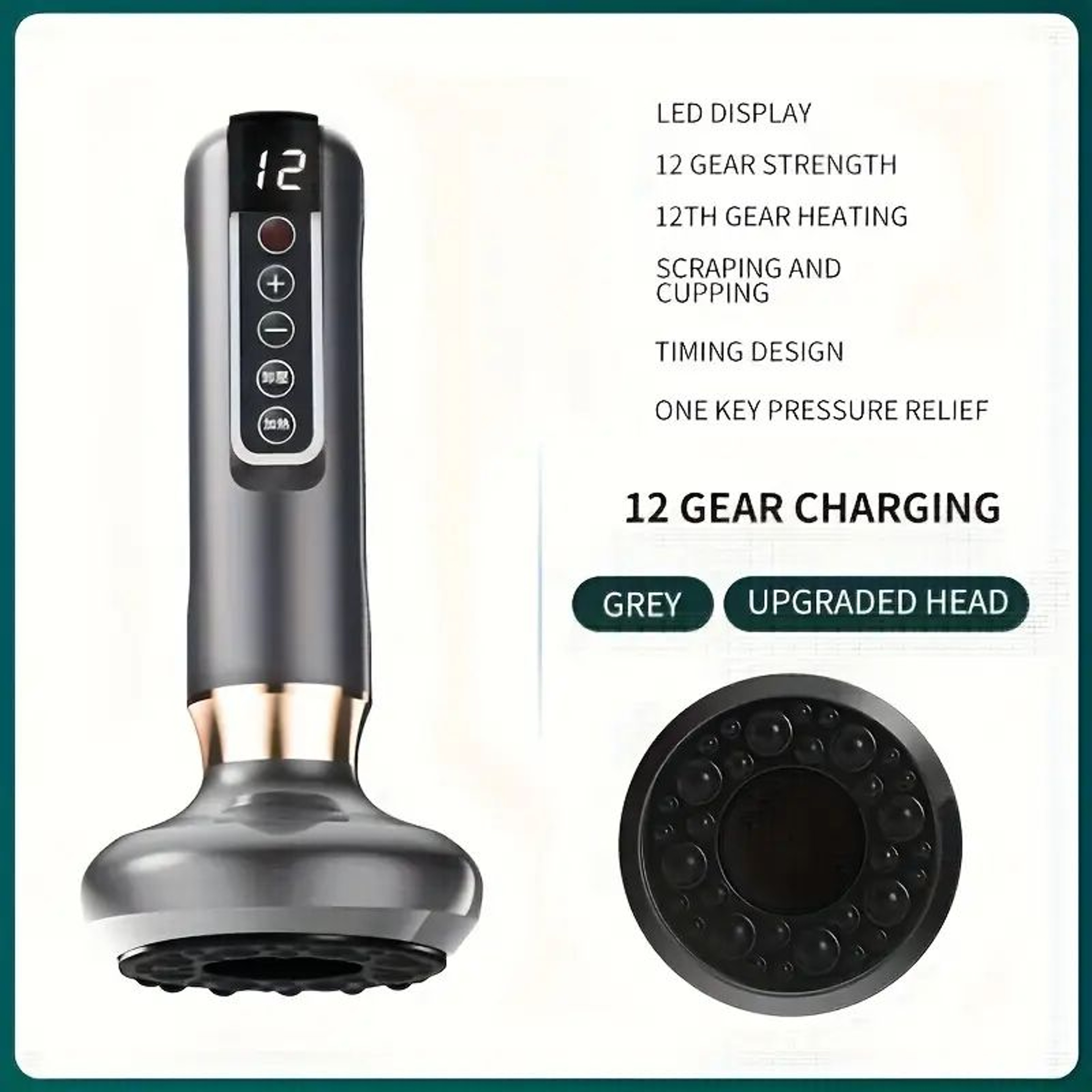 Electric Vacuum Cupping Massager 12-Level, Body Scraping Tool, Portable Suction Therapy Device for Back and Shoulder – view 9