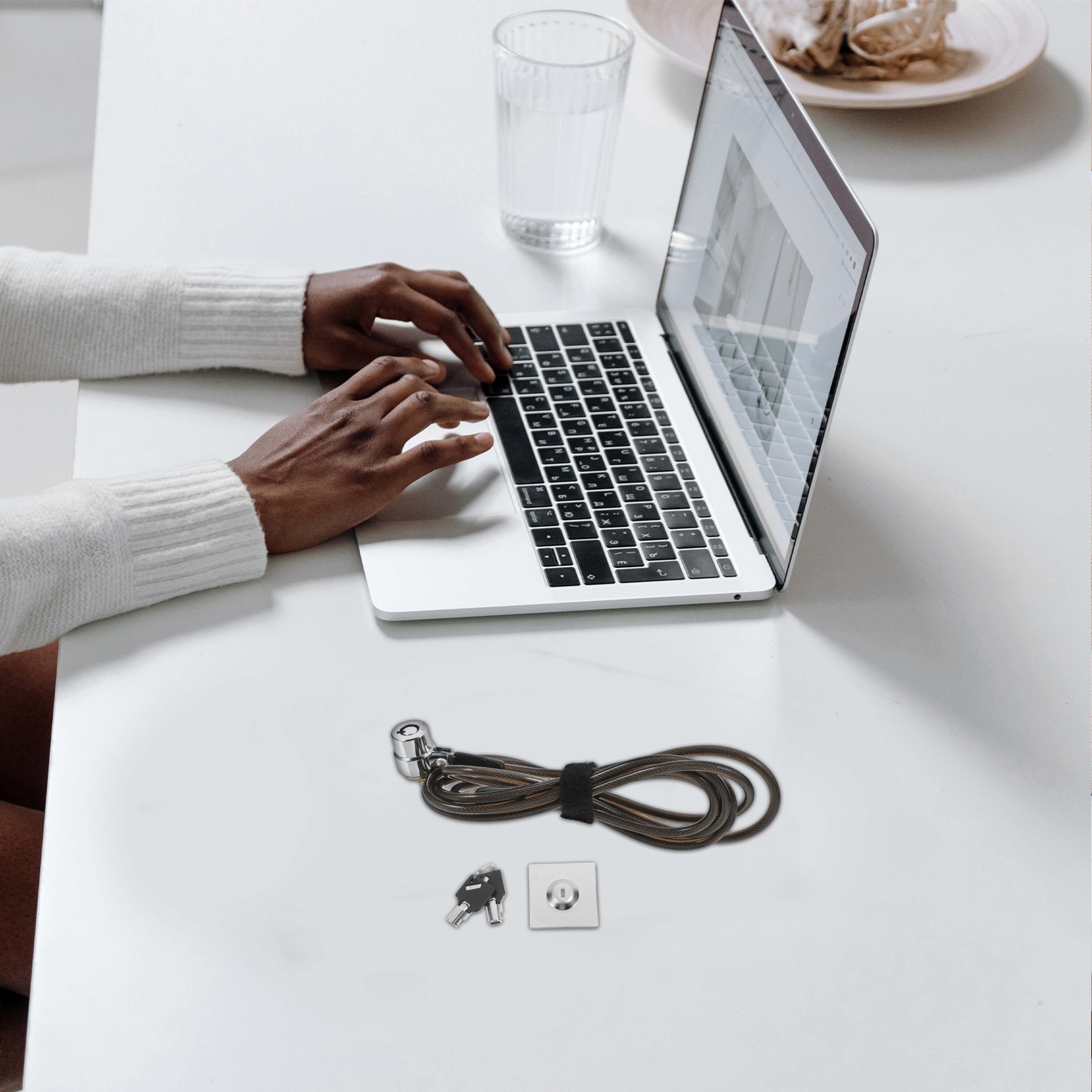 Zinc Alloy Laptop Lock with Extended Steel Cable, Desktop Universal Security Notebook, Computer Black Anti Theft PC Lock – view 6