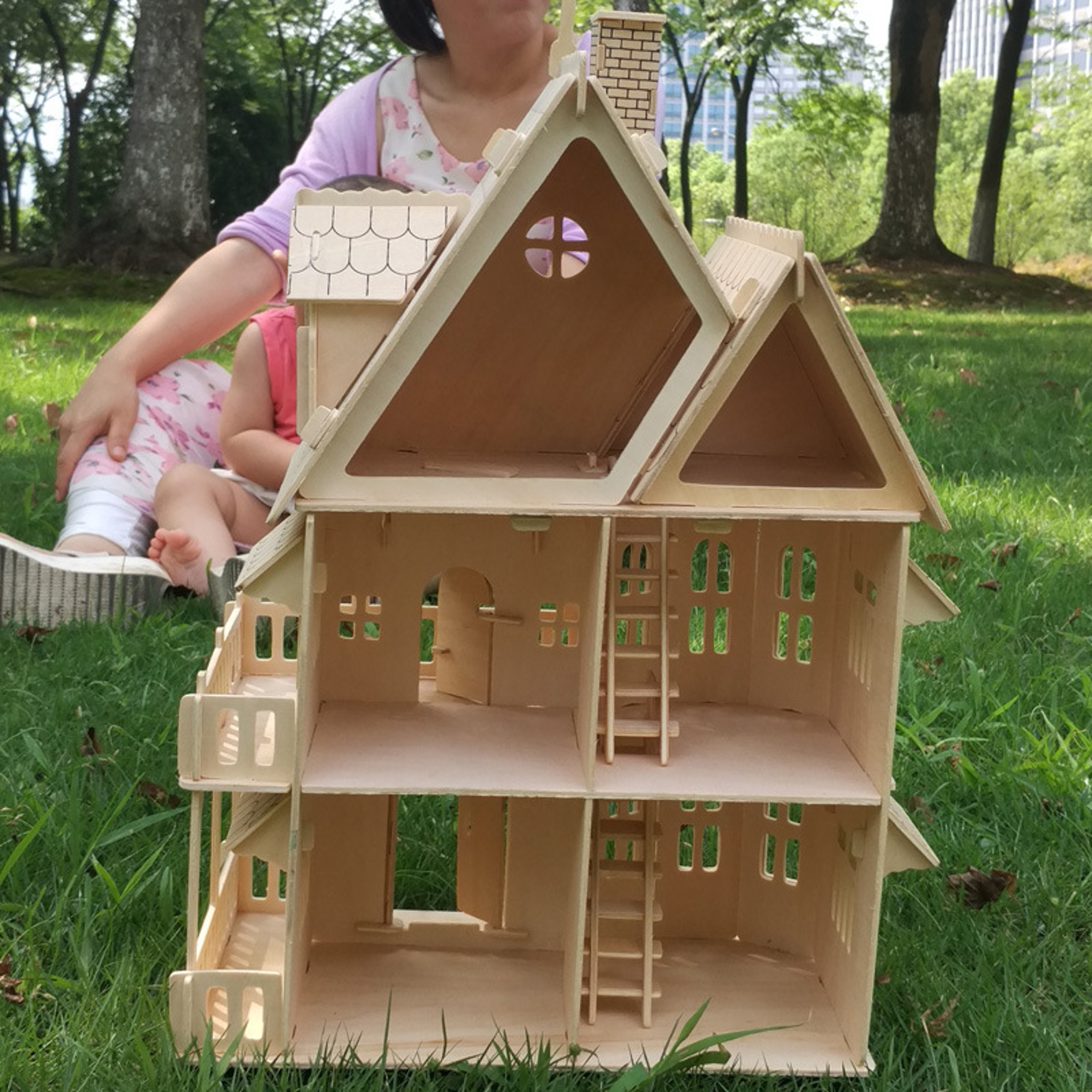 DIY Doll House Villa Model Assembled Miniature Dollhouse Wood 3D Puzzle House Pretend Play Educatio 0