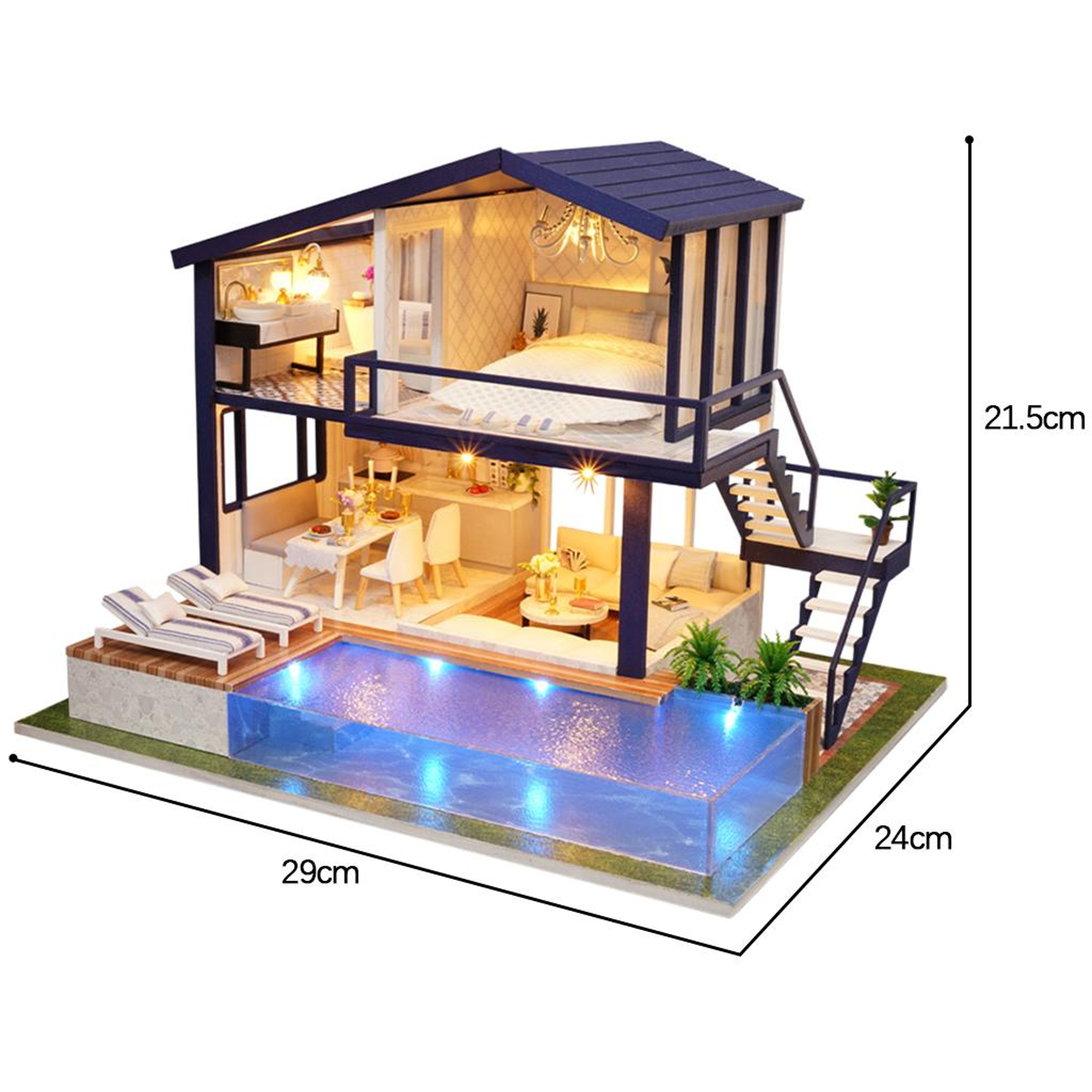 Miniature Doll House with Furniture Kits, DIY Wooden Dollhouse, Realistic LED Lights, Creative Gift for Home Decor – view 6