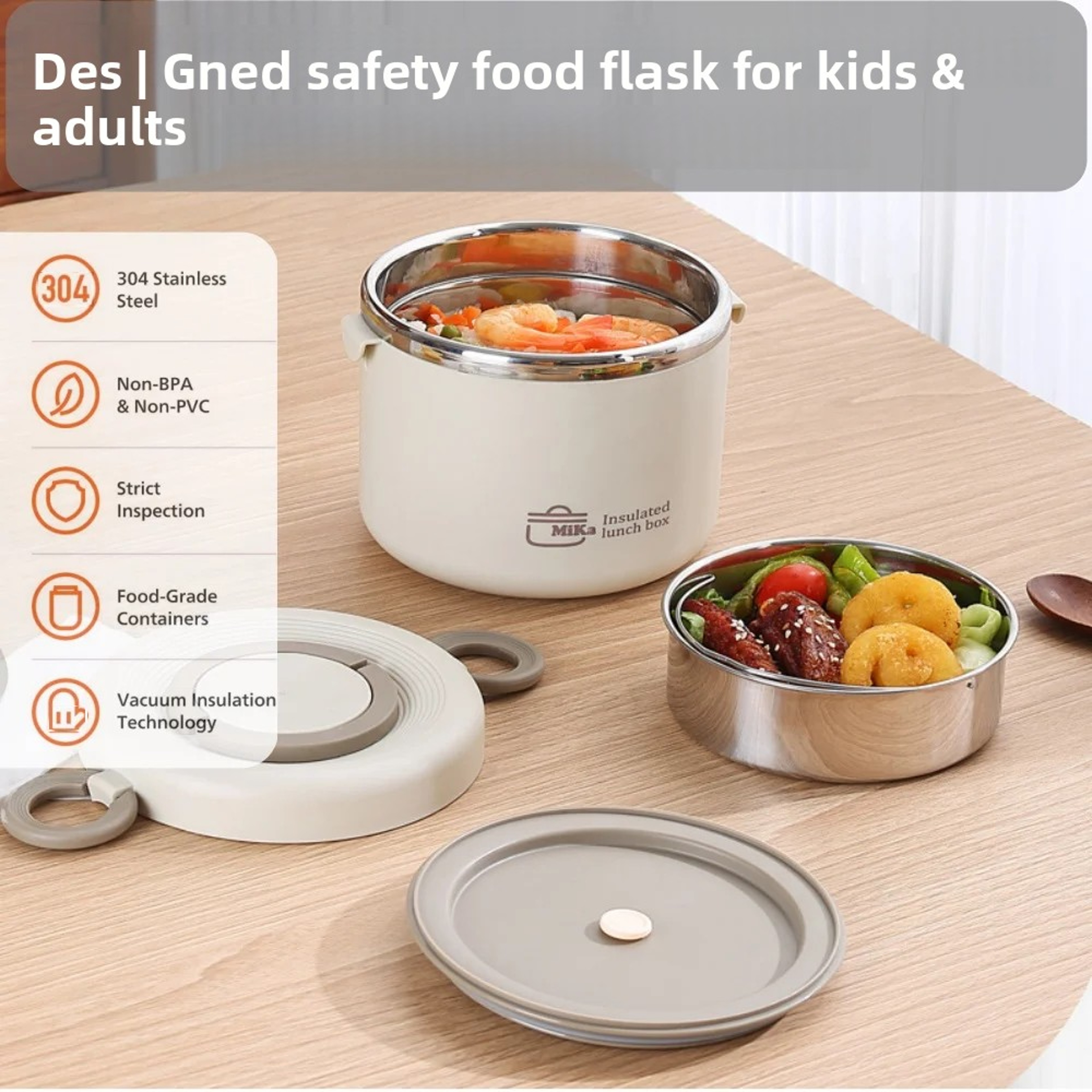 Stainless Steel Lunchbox, Portable Insulated Food Container, Bento Lunch Box, Hot Food Thermos Storage – view 3