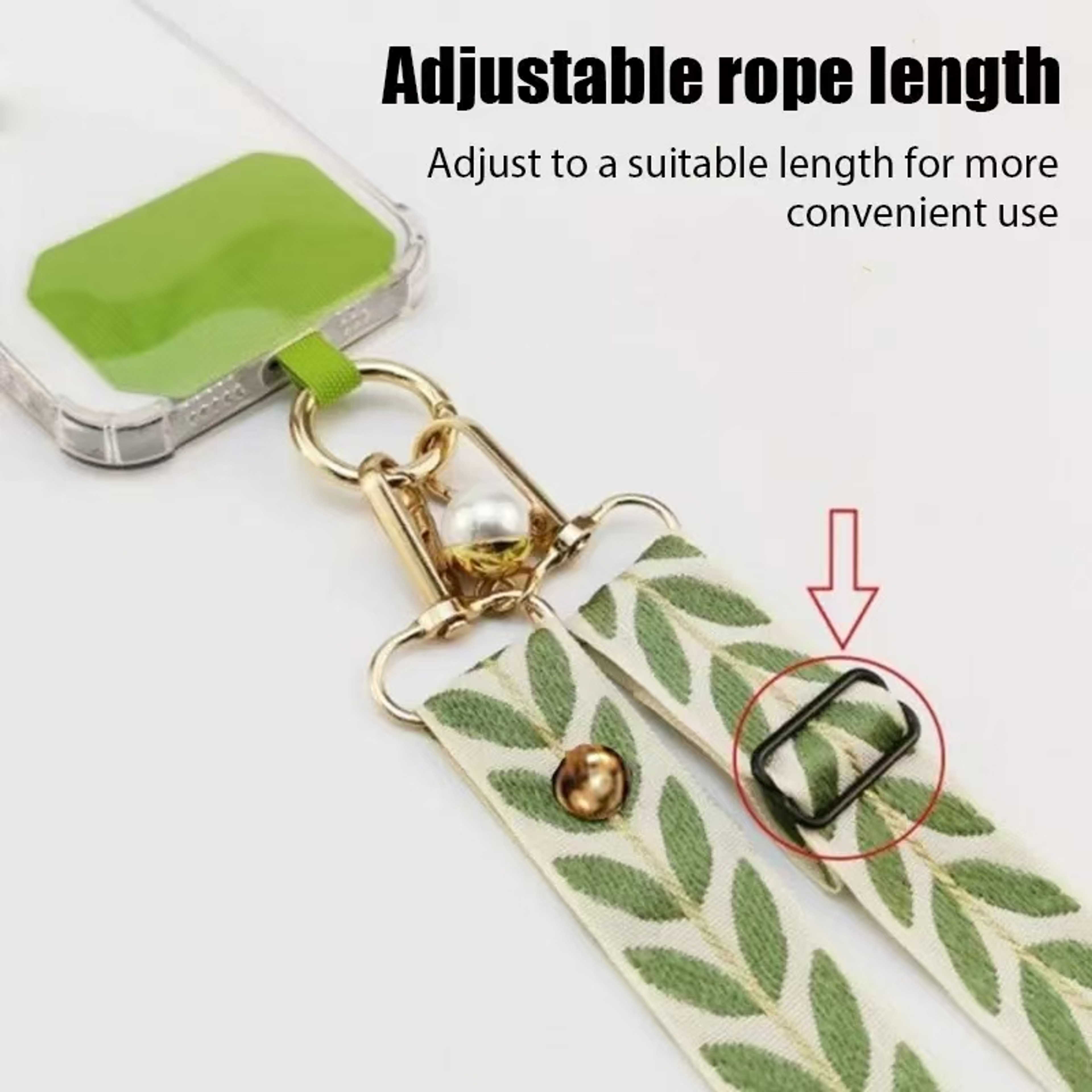 Mobile Phone Lanyard Crossbody Card Neck Cord Clip, Adjustable Long Rope with Pearl Hanging Charm, Anti-lost Strap – view 4