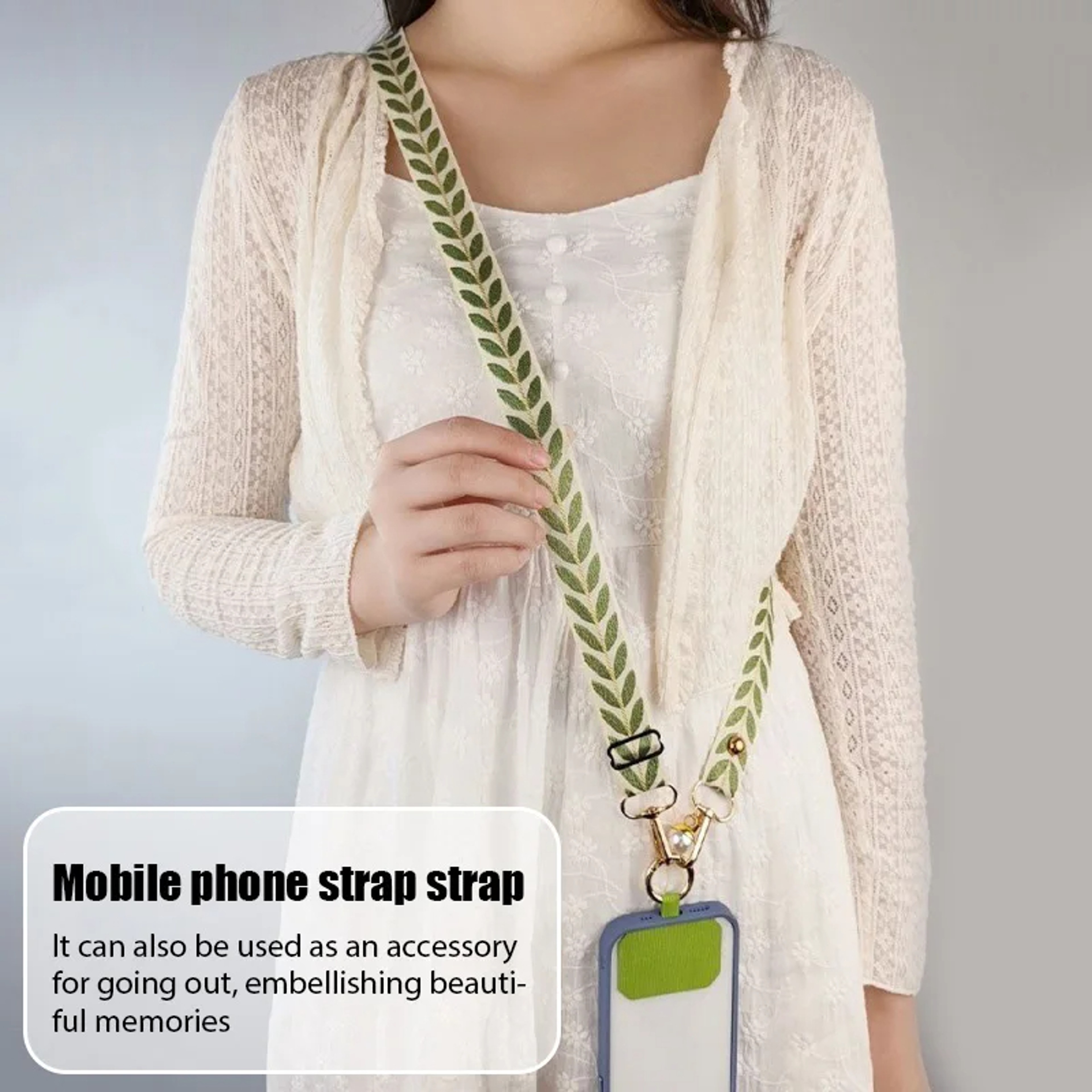 Mobile Phone Lanyard Crossbody Card Neck Cord Clip, Adjustable Long Rope with Pearl Hanging Charm, Anti-lost Strap – view 5