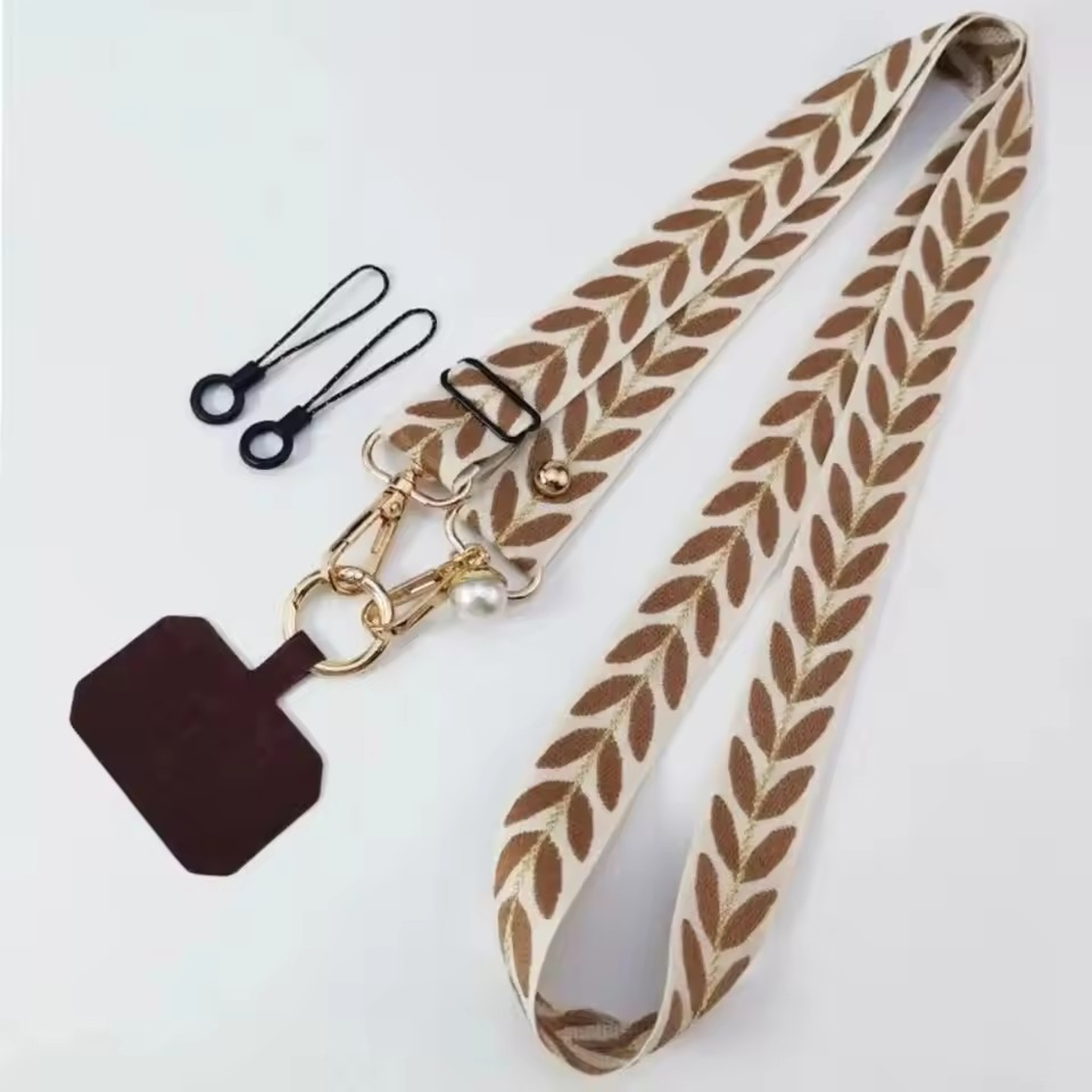 Mobile Phone Lanyard Crossbody Card Neck Cord Clip, Adjustable Long Rope with Pearl Hanging Charm, Anti-lost Strap – view 11