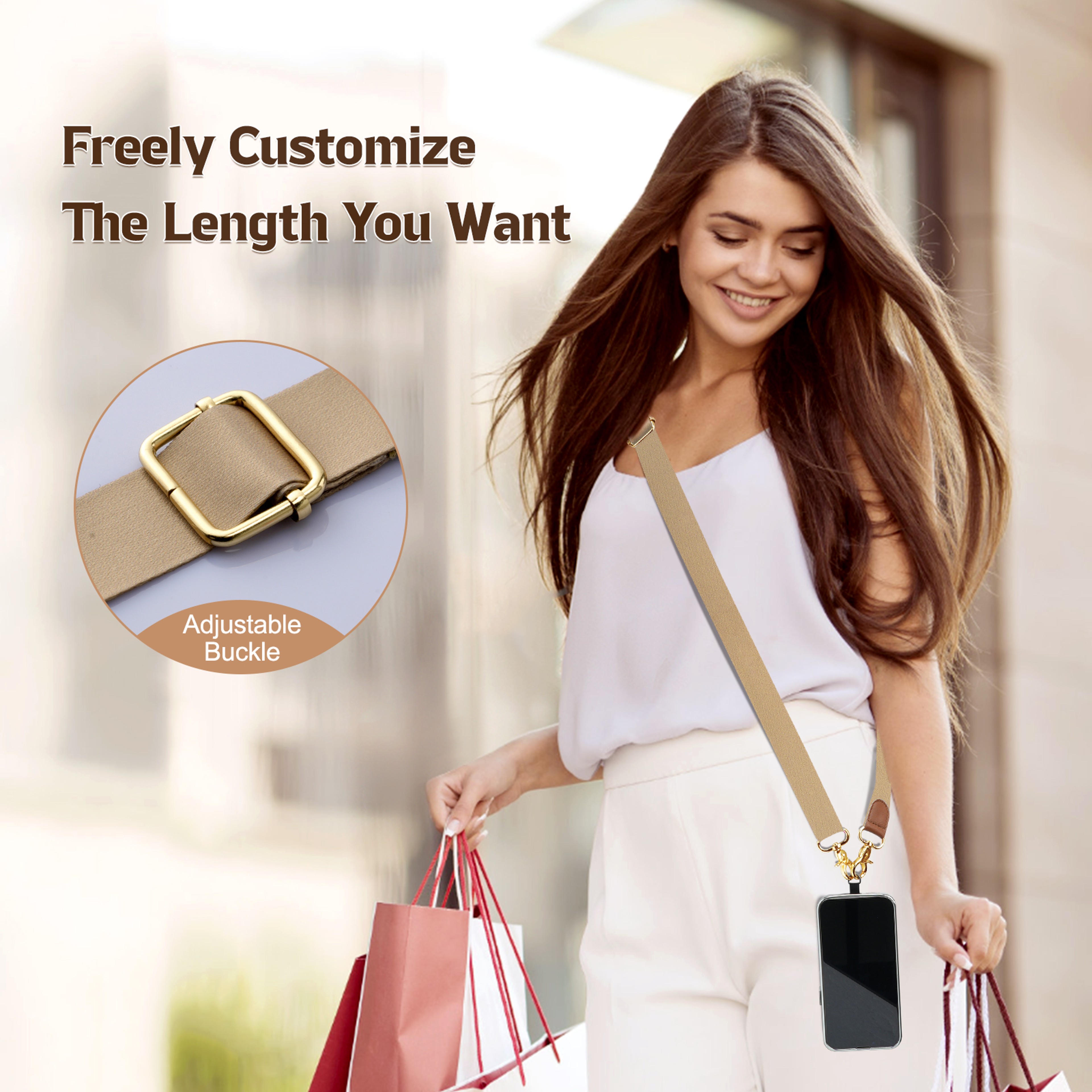 Universal Cell Phone Neck Lanyard, Phone Lanyard Crossbody Wrist Strap, Adjustable Anti-Theft Strap for All Smartphone – view 3