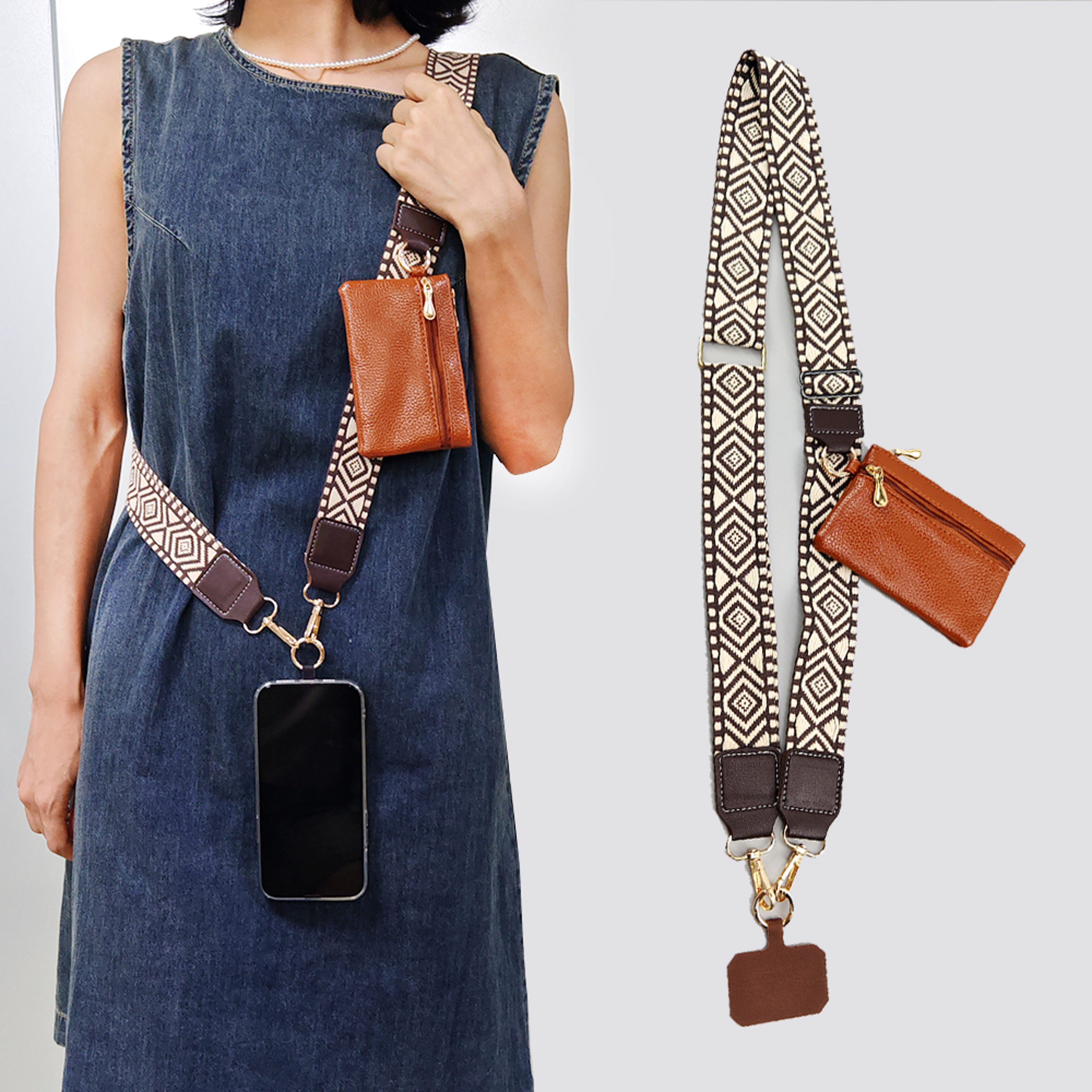 Crossbody Mobile Phone Lanyard Strap Adjustable, Anti Lost Phone Case Pendant, Zipper Wallet Card Coin Purse – view 1