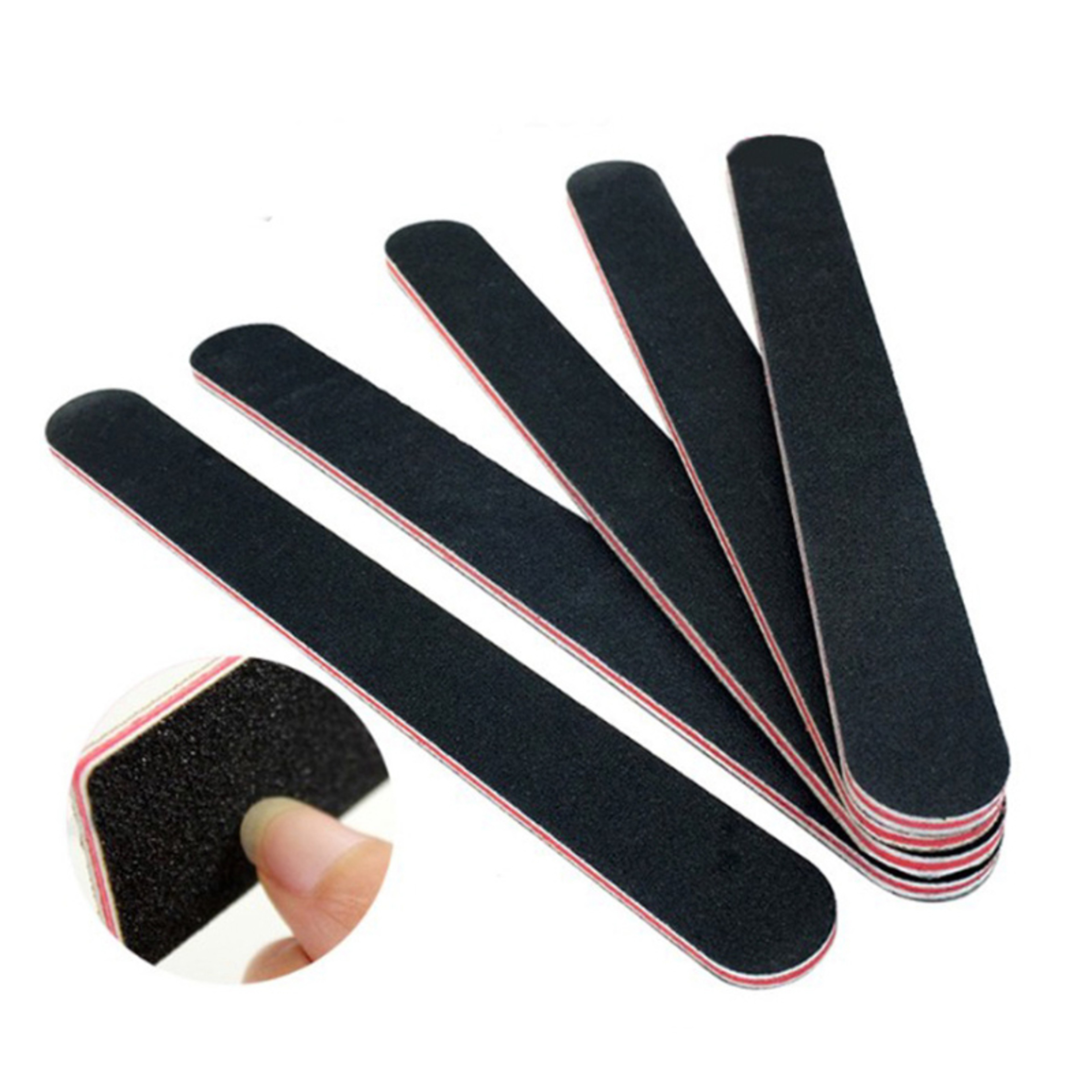 Professional Nail Buffer Nailfile Black Sandpaper, Strong Straight Lime, 100 180 Angle Buffing Sanding Files for Salon – view 1