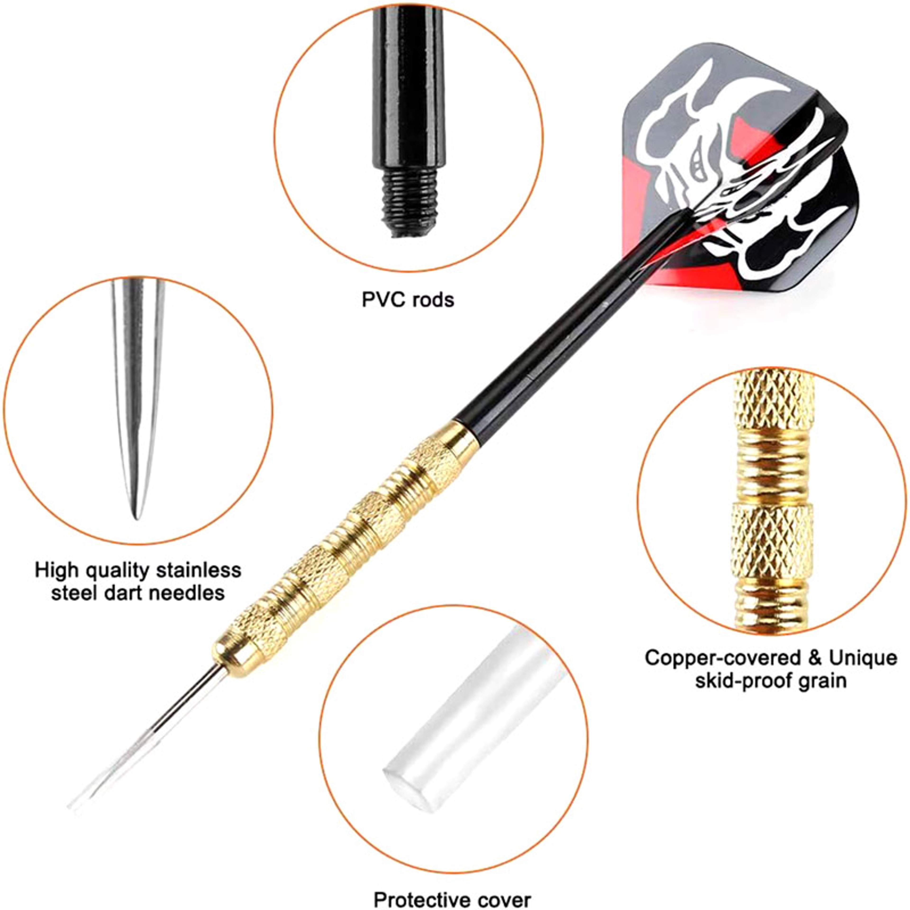 Professional Metal Darts, 18PCS Steel Tip Darts Set, 14G Copper Plated Dart Board Needles – view 3