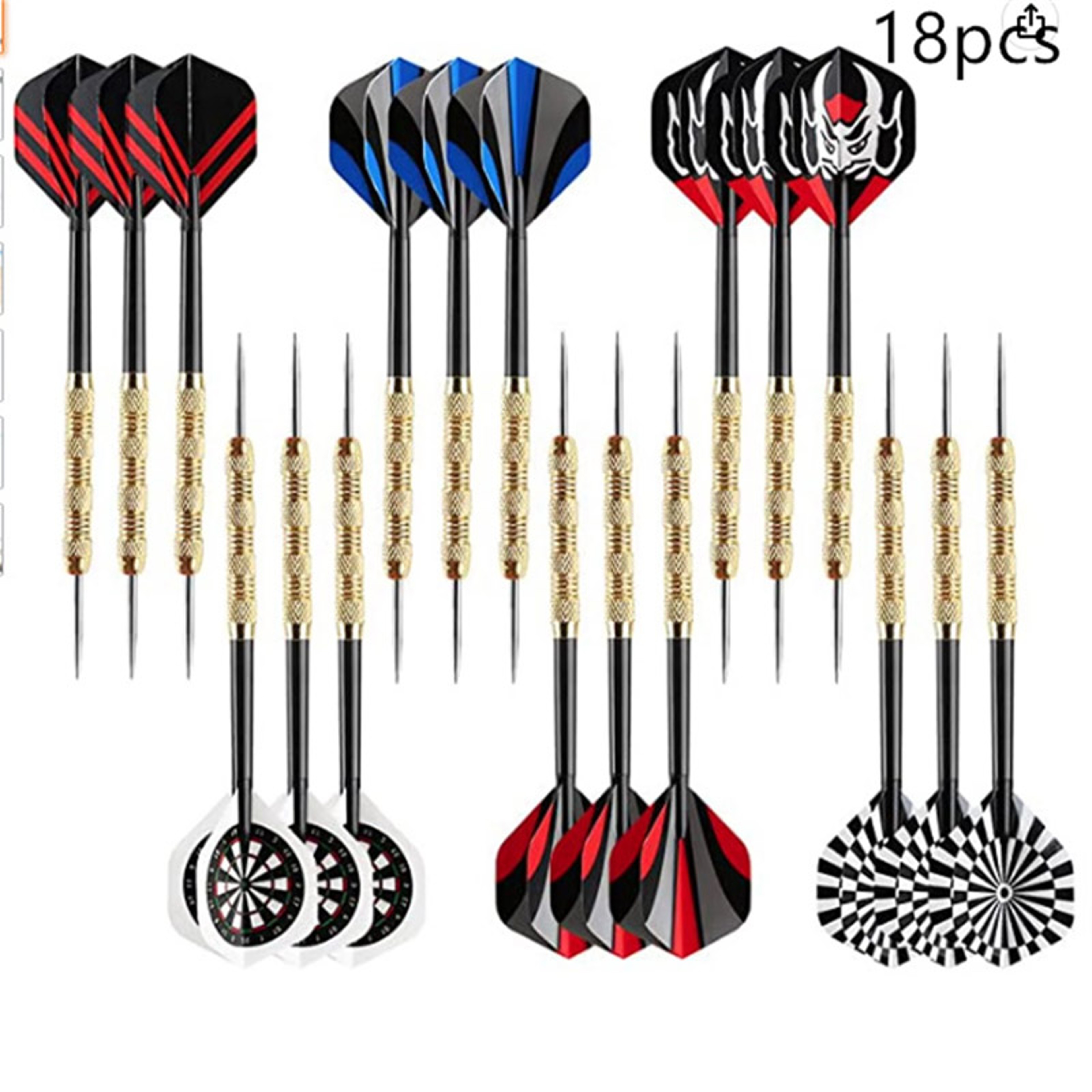 Professional Metal Darts, 18PCS Steel Tip Darts Set, 14G Copper Plated Dart Board Needles – view 7
