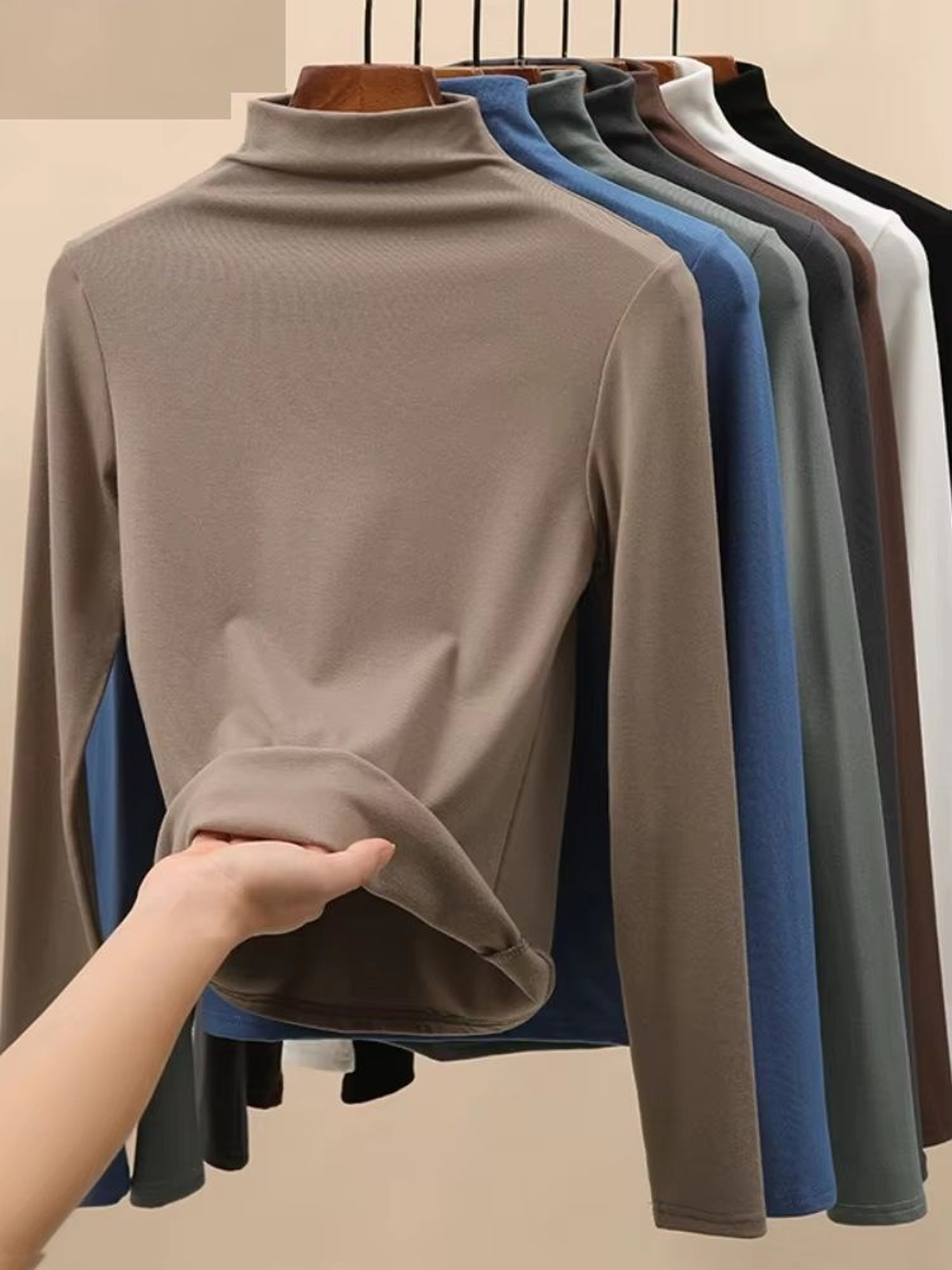 Womens Half Turtleneck Pullover Slim Black Modal Bottoming Shirt Thickened Long Sleeve Top For Autu 0