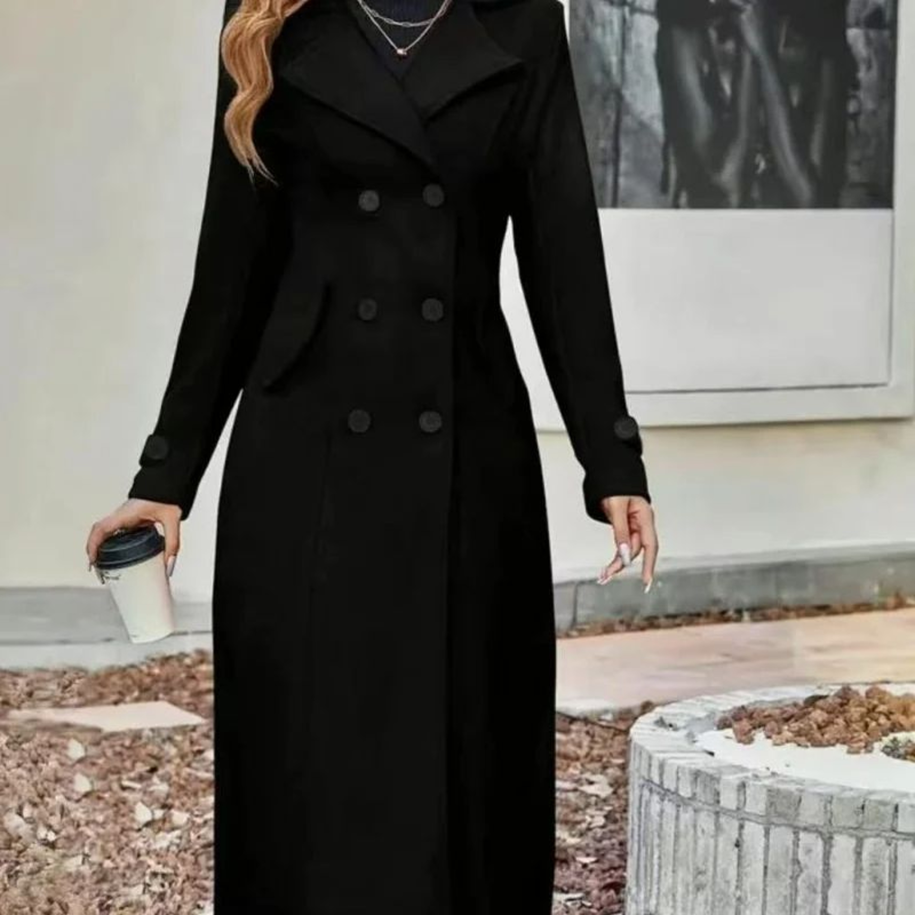 Temperament Women's Slimming Coat, Double Breasted Wool Blen Coat, Autumn and Winter Fashion with Lining – view 9