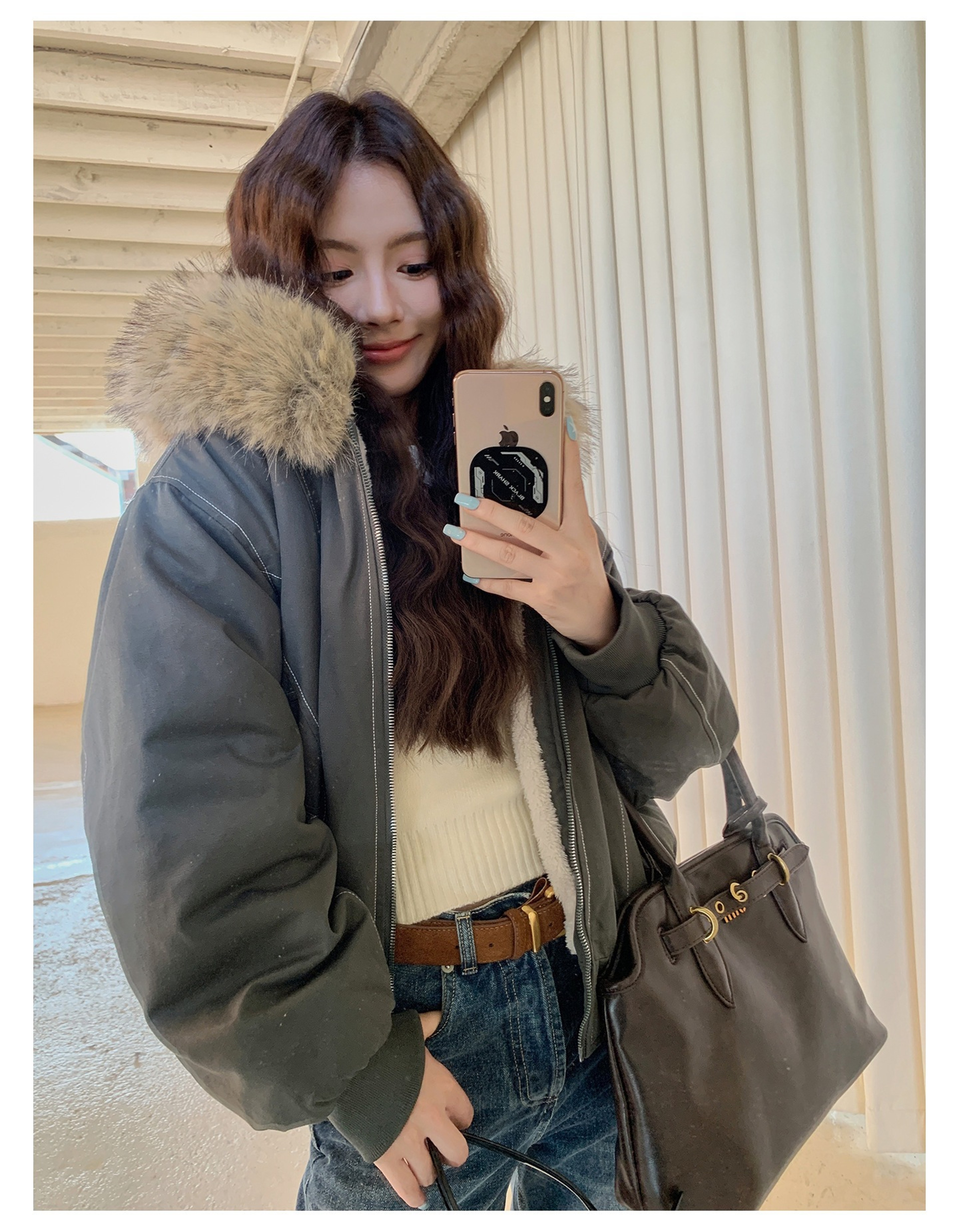 New Winter Puffer Jacket for Women, Warm Parka with Removable Fur Hood, Long Cotton Padded Coat, Insulated Outwear – view 6