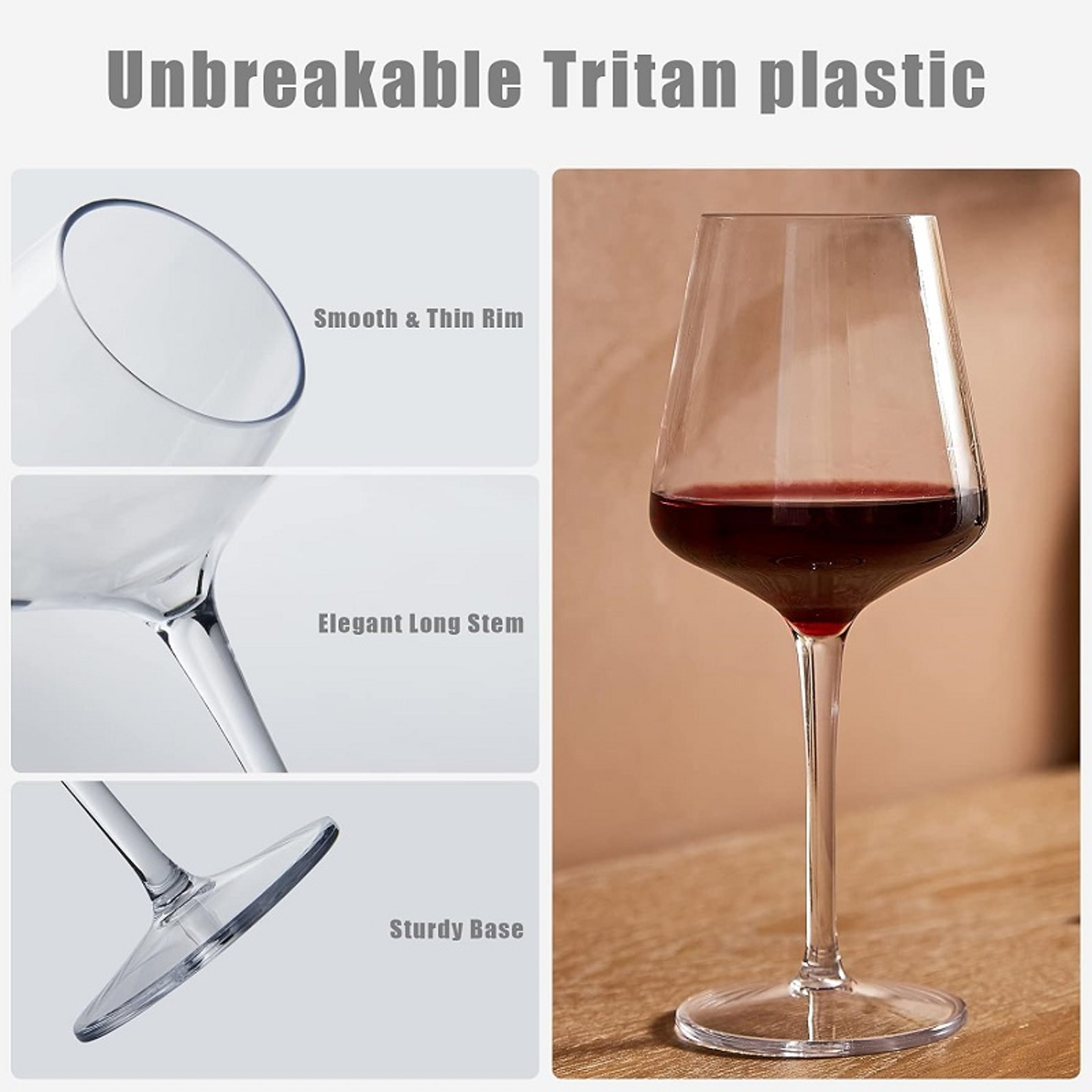 Unbreakable Tritan Plastic Wine Glasses, 2/4/6PCS Set, Floating Pool Goblets for Party, Transparent – view 4