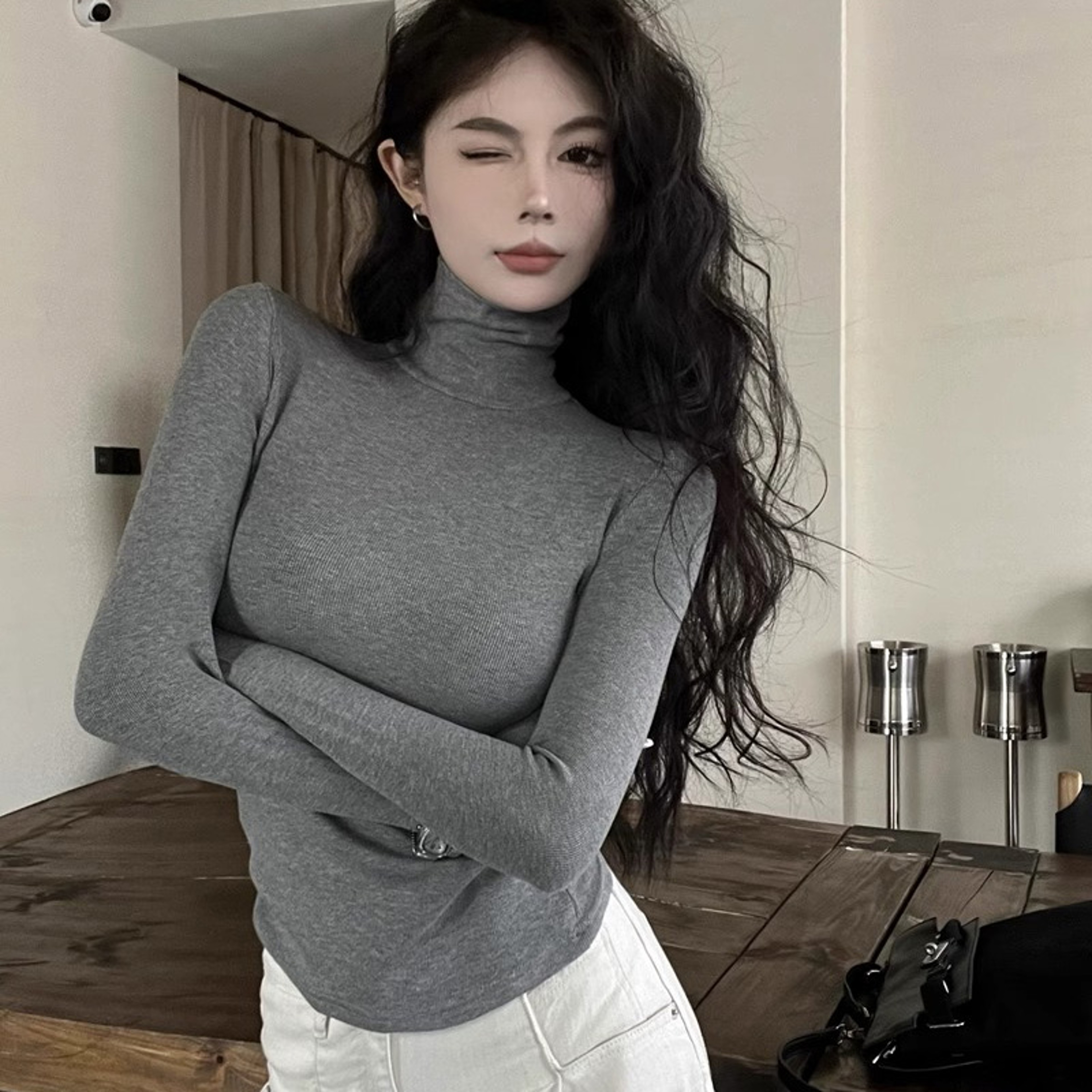 Winter Women Classic Long Sleeve Turtleneck Tops, Comfortable Thermal Pullover, Female Retro Versatile Elastic – view 3