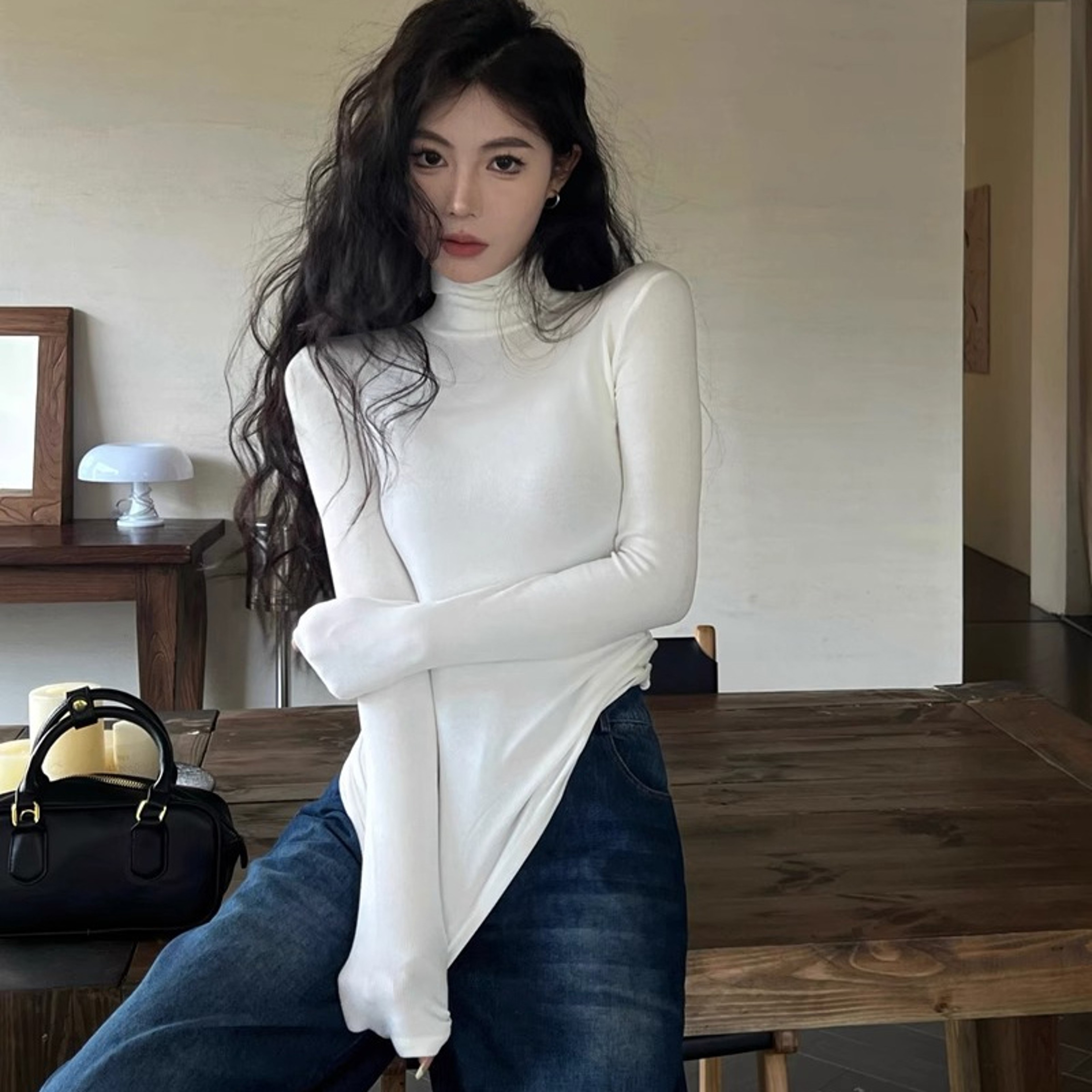 Winter Women Classic Long Sleeve Turtleneck Tops, Comfortable Thermal Pullover, Female Retro Versatile Elastic – view 8