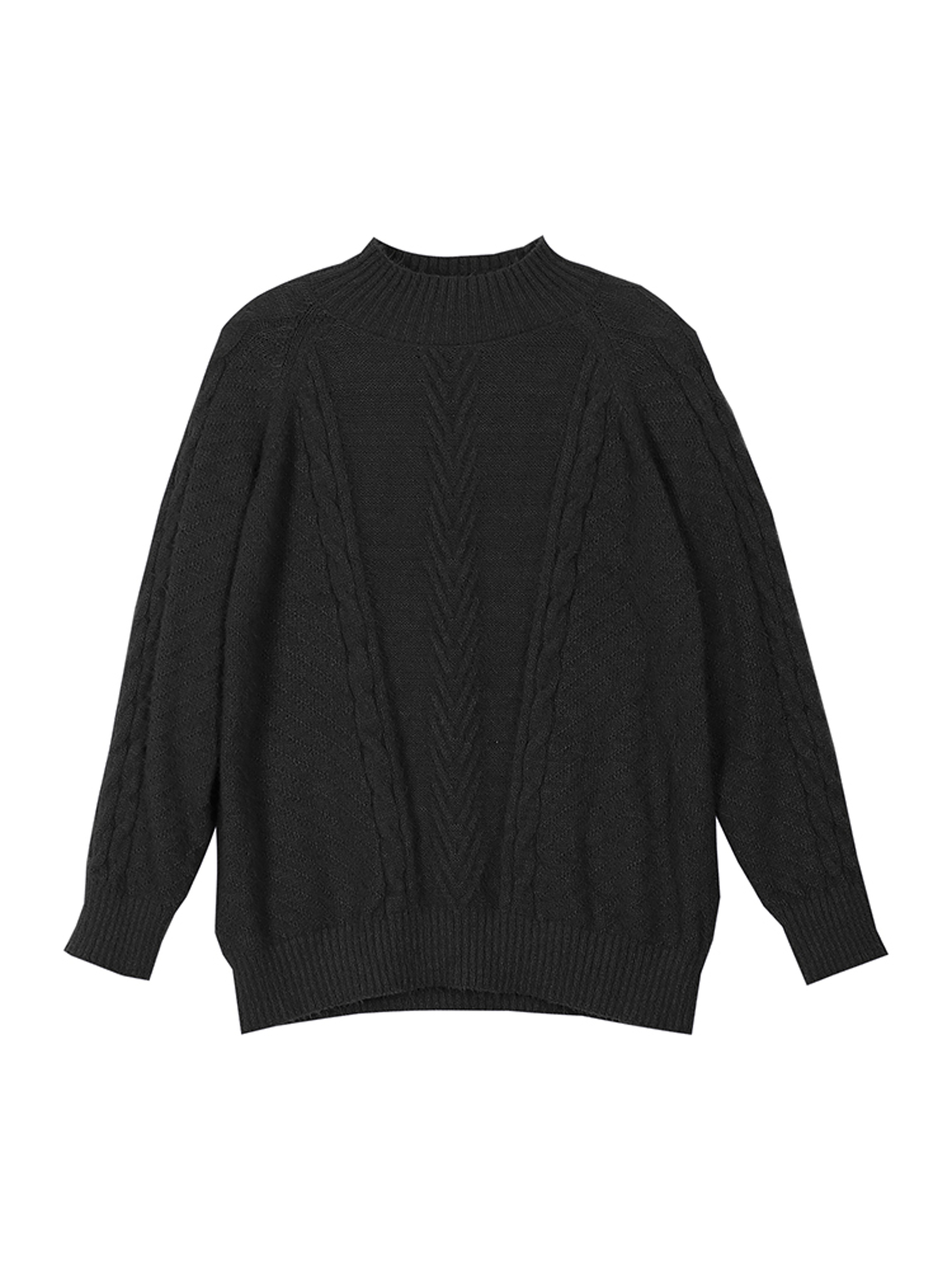 Plus Size Ribbed Pullover Sweater, High Neck Long Sleeve Casual Knit for Autumn And Winter – view 2