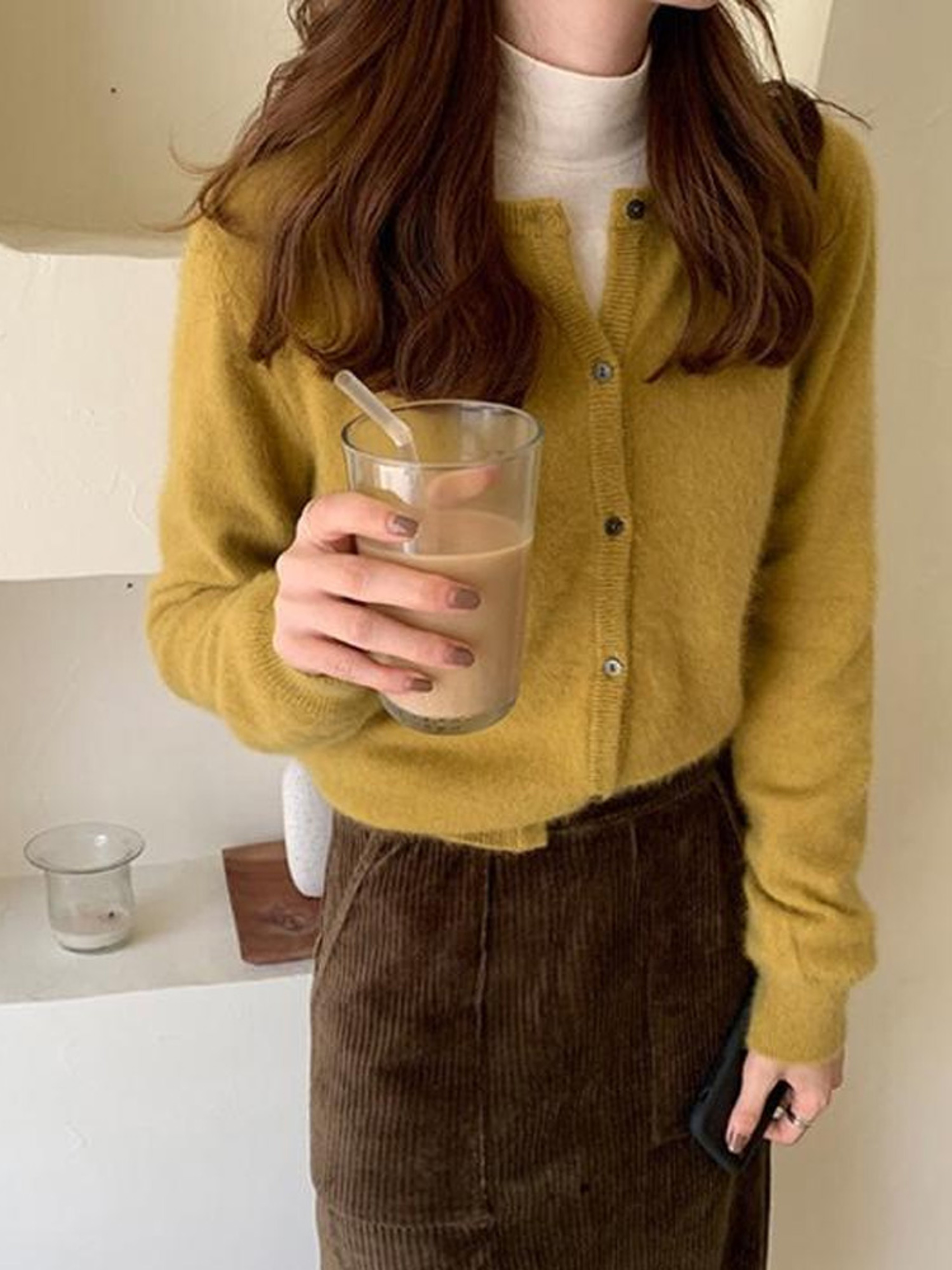 New Fashion Solid Color Knitted Cardigan Sweater, Autumn Winter Long Sleeve Buttons Sweater Coat, Elegant Casual Loose – view 8