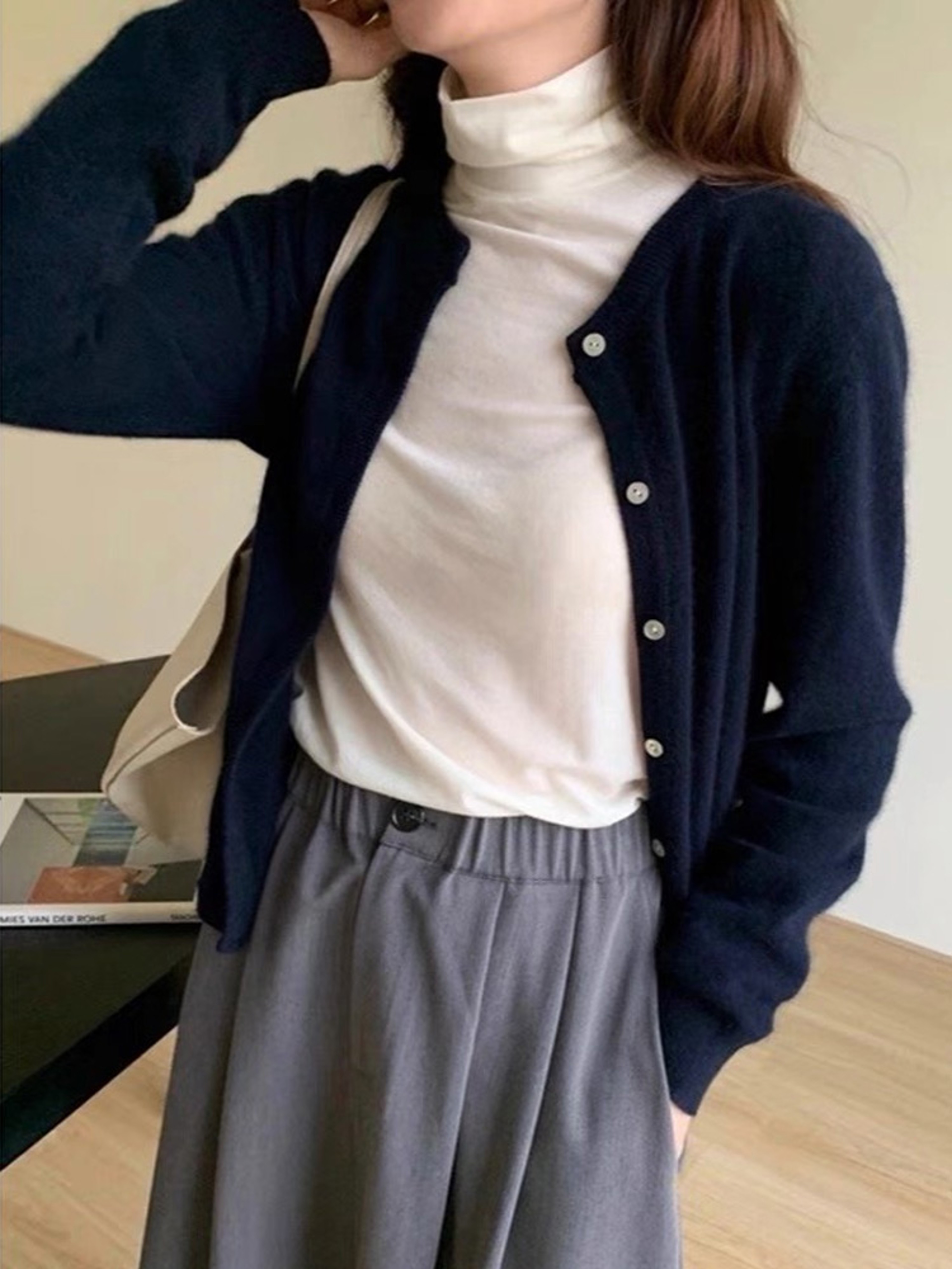 New Fashion Solid Color Knitted Cardigan Sweater, Autumn Winter Long Sleeve Buttons Sweater Coat, Elegant Casual Loose – view 13