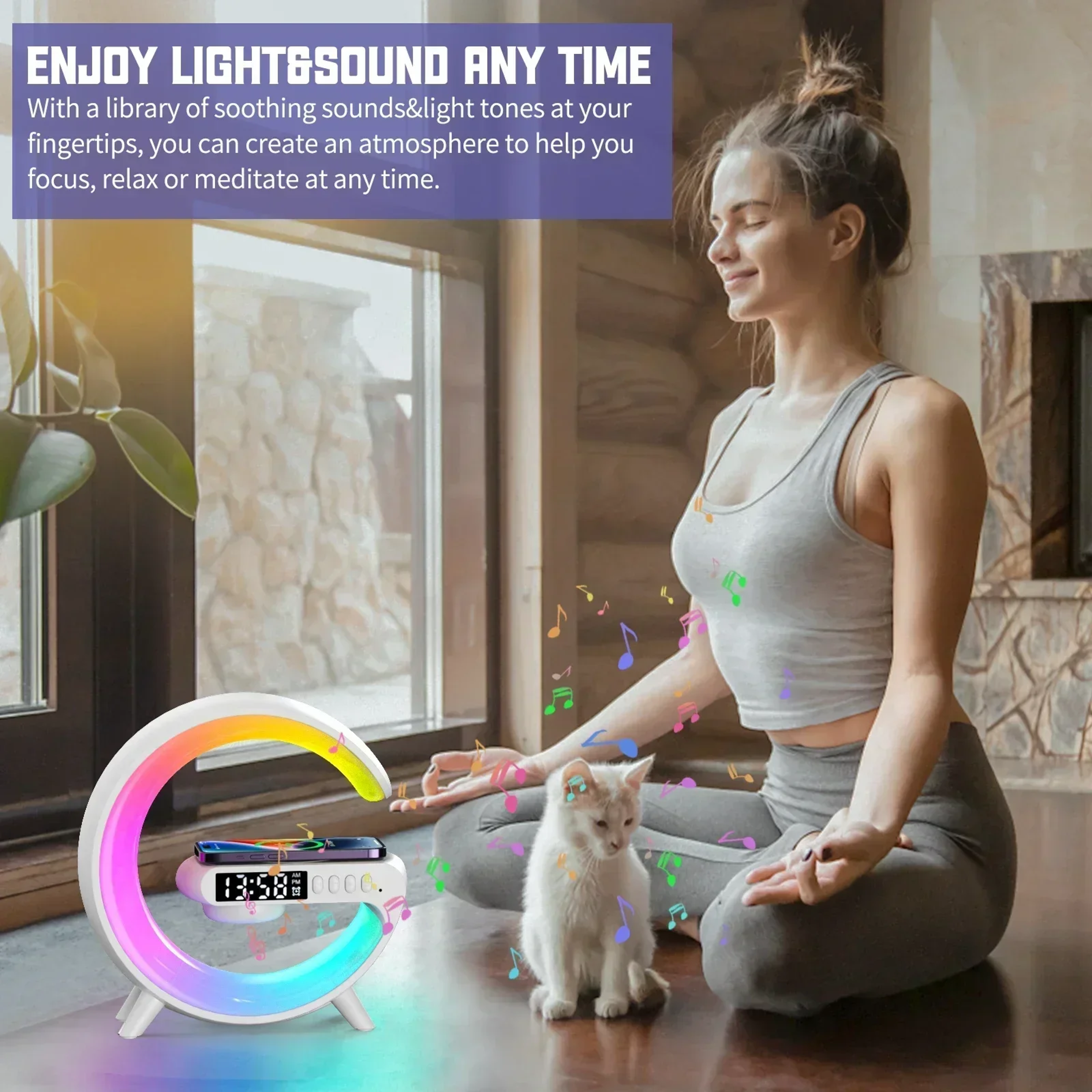 Smart Wake Up Light With Sunrise Alarm & Wireless Charger, Wake Gently, Charge Instantly – view 6