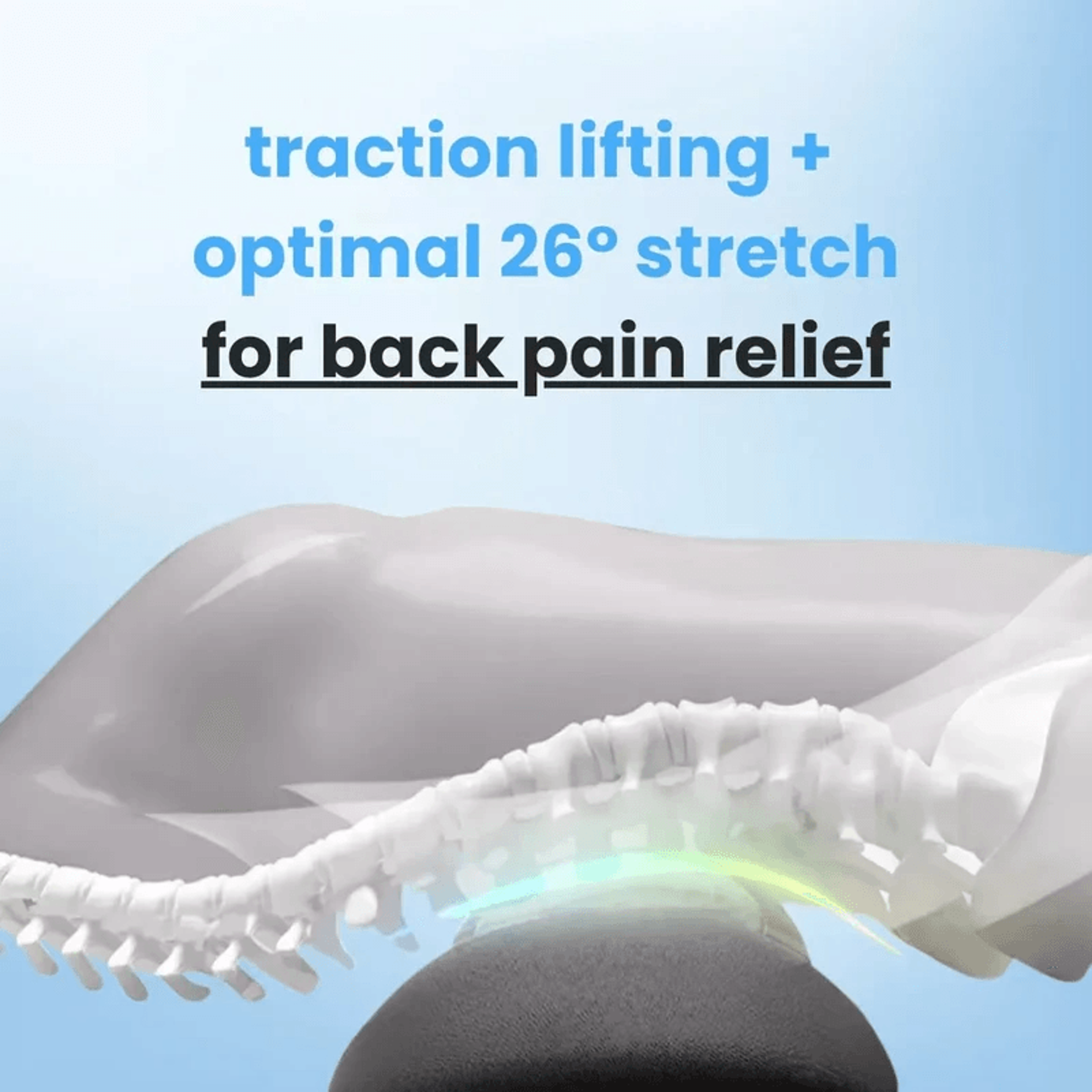 Therapeutic massager supporting natural curve of spine during decompression session