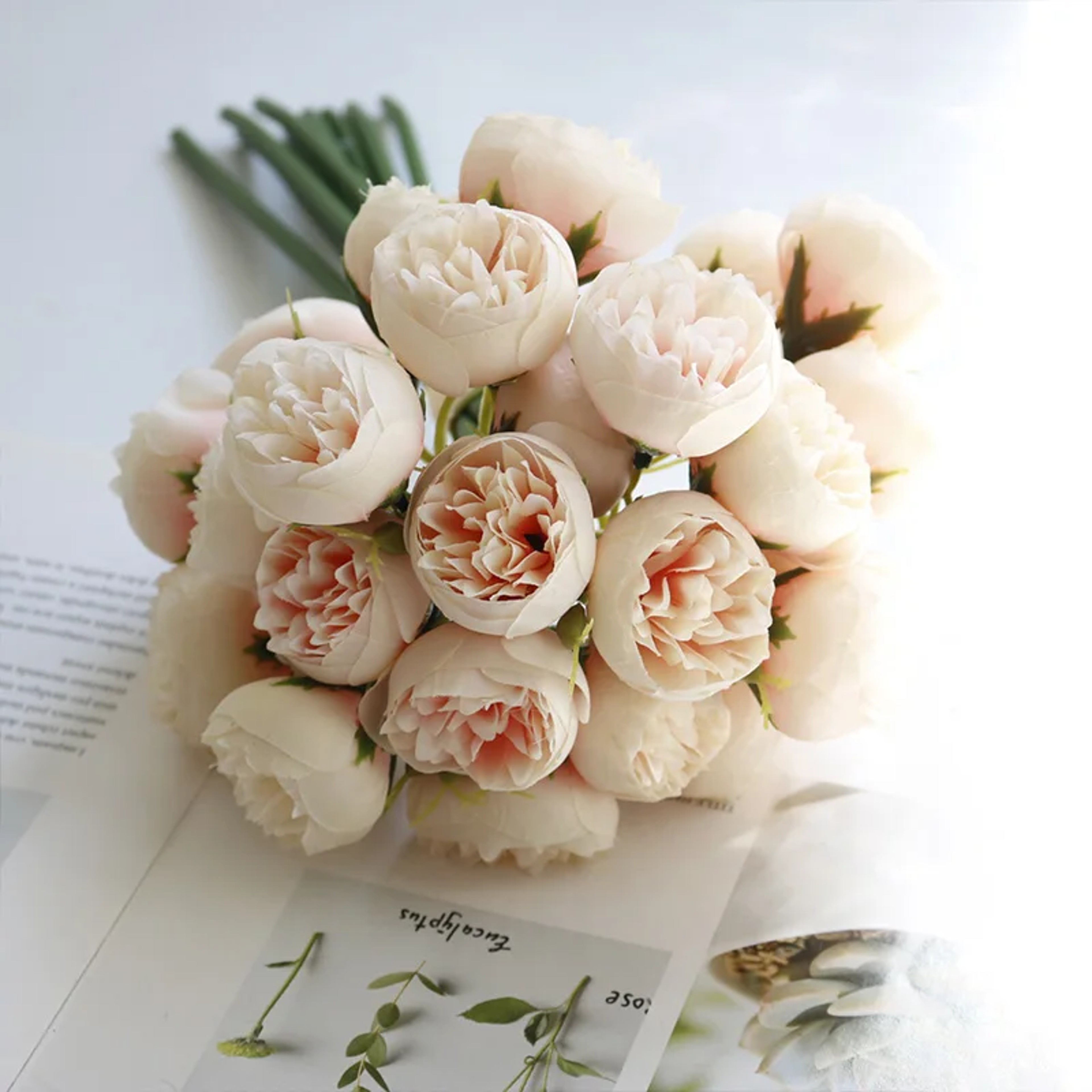 Rose Pink Peony Artificial Flowers Silk Bouquet Fake Flower For Table Vase Wedding Decoration Home 6