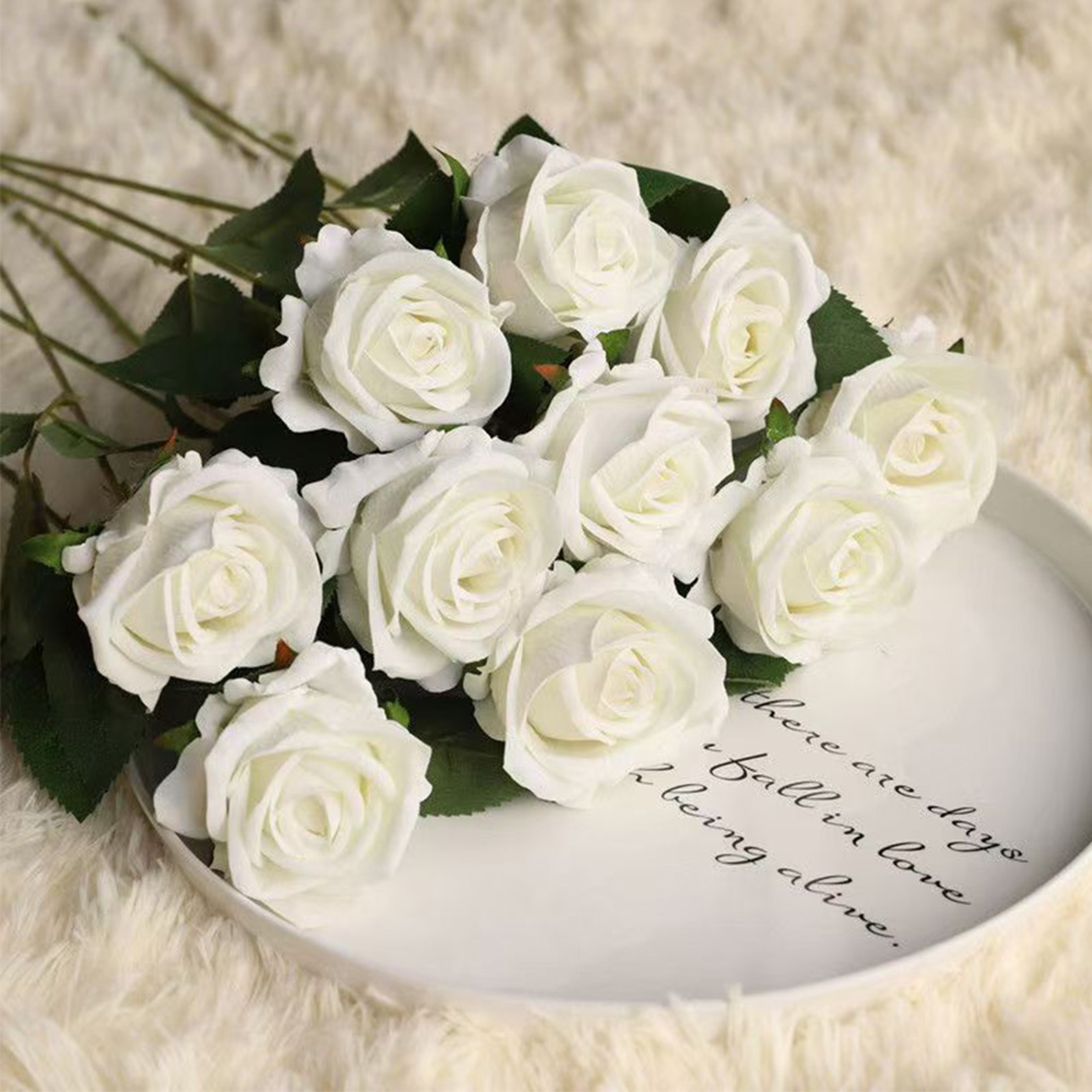 Realistic Artificial Roses Red Rose Flower Branch Fake Roses For Wedding Decor 2
