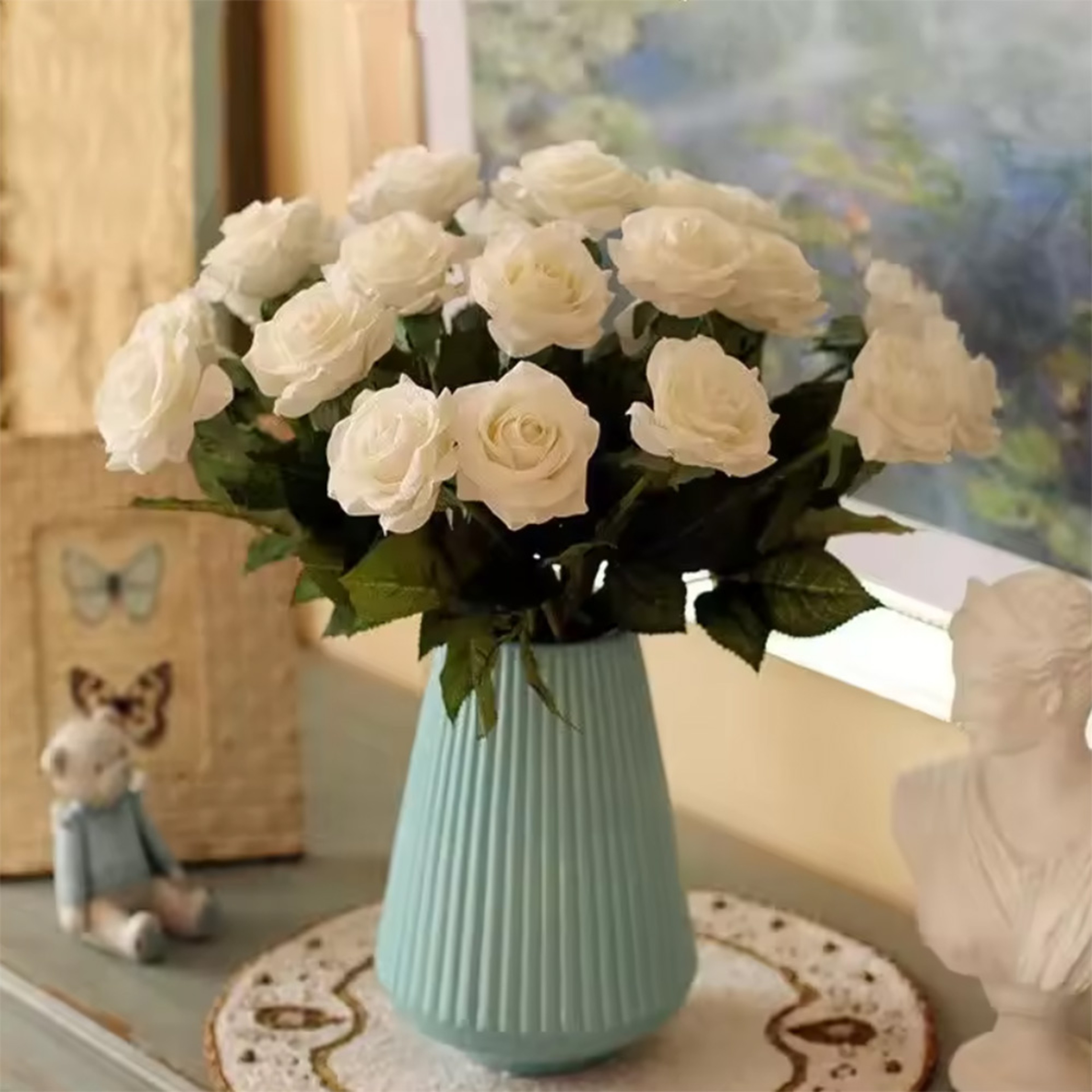 Realistic Artificial Roses Red Rose Flower Branch Fake Roses For Wedding Decor 4