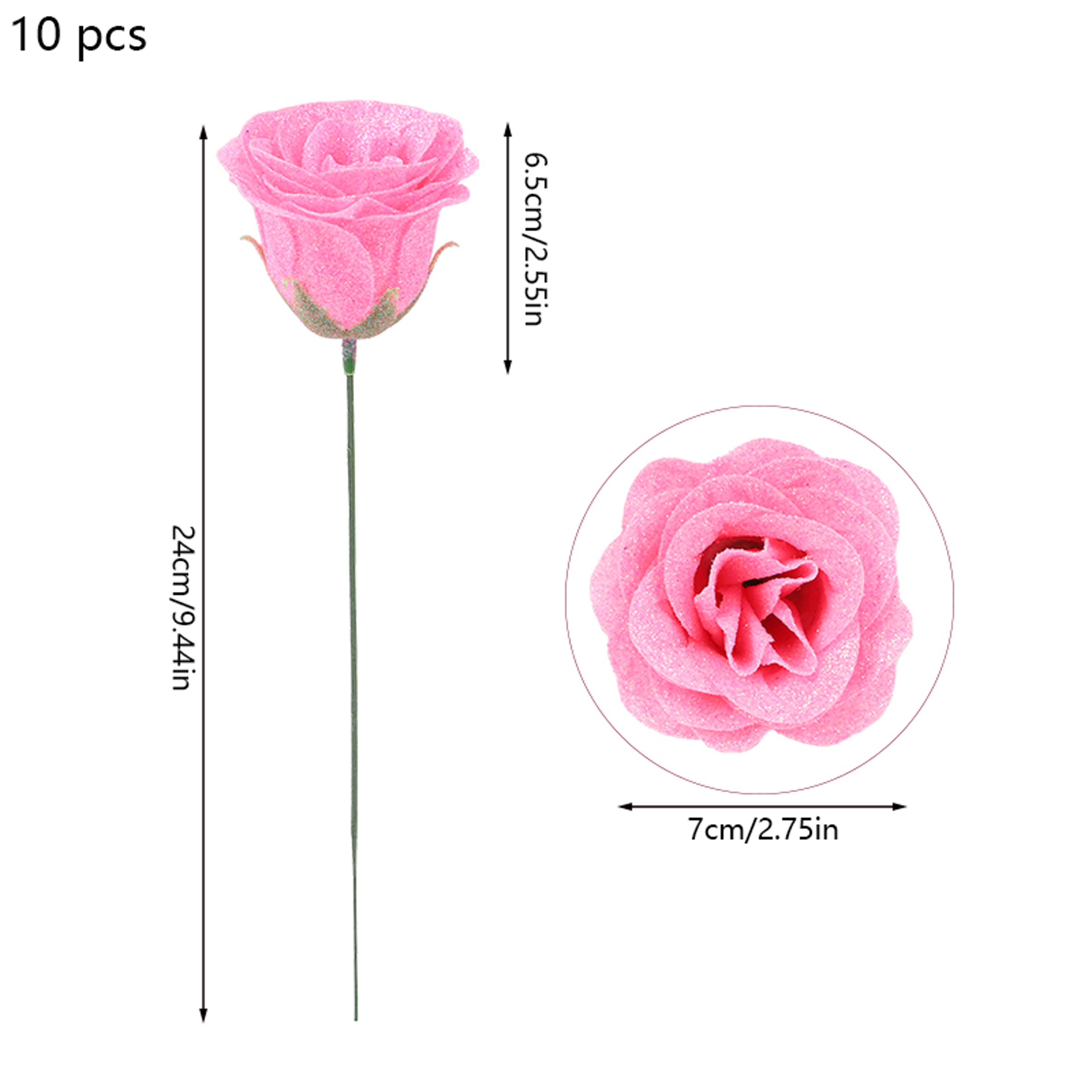 Artificial Glitter Red Rose Flowers Bouquet For Wedding Baby Shower Valentines Day Home Party Decor 6