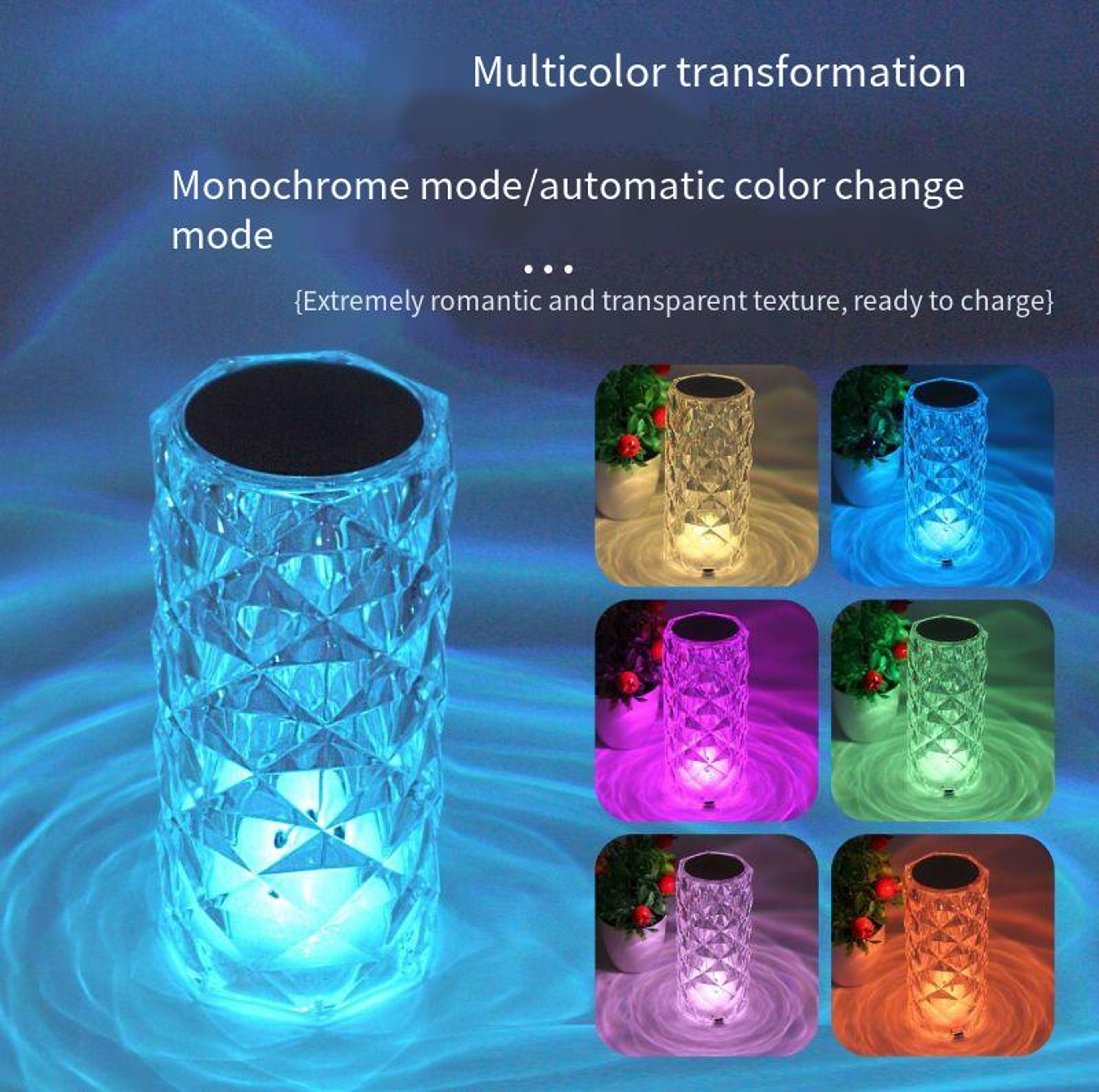 Creative Rose Crystal Lamp Romantic Touch Nightlight for Bedroom and Bedside – view 2