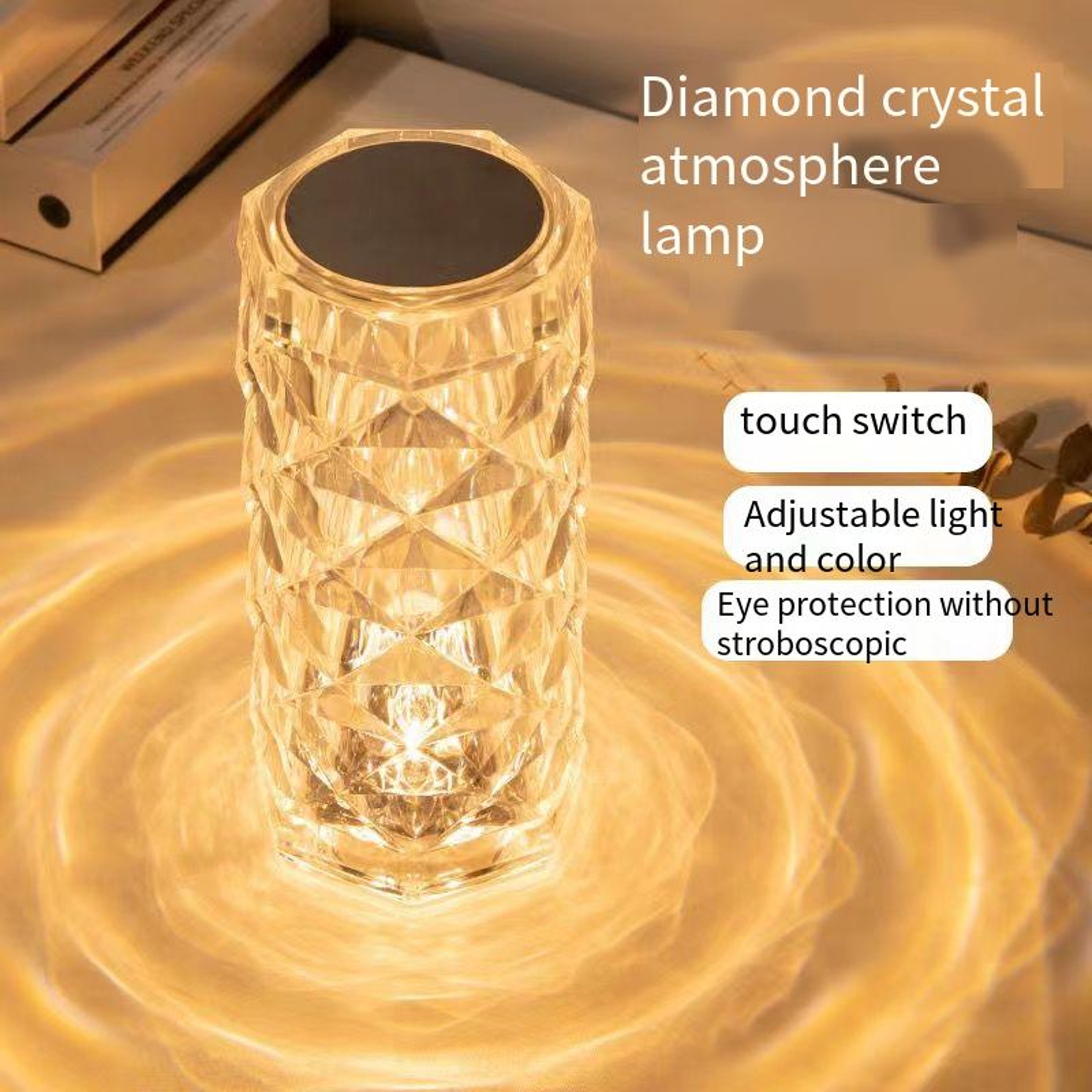 Creative Rose Crystal Lamp Romantic Touch Nightlight for Bedroom and Bedside – view 5