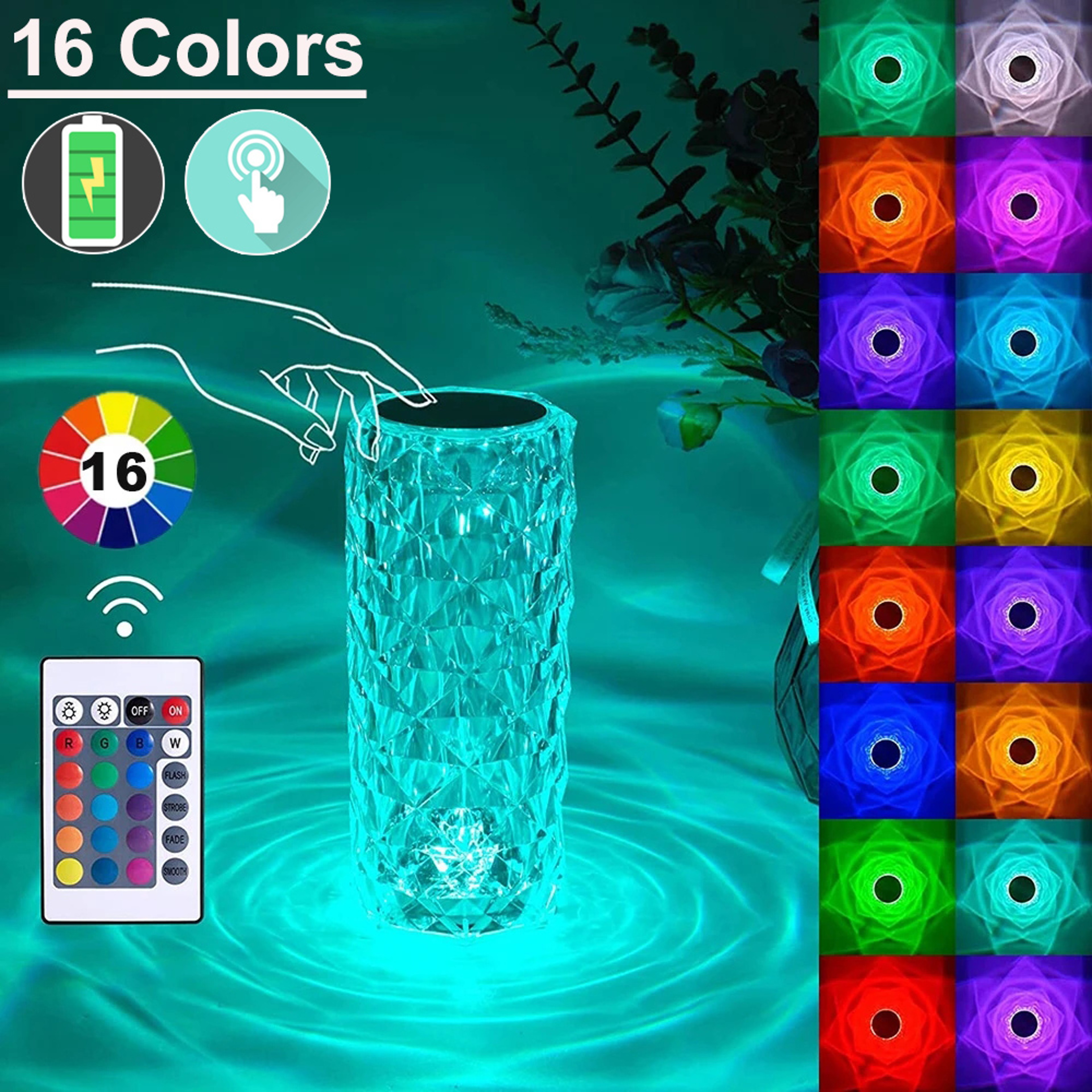 Romantic Crystal Rose LED Lamp RGB Touch Lamp USB Night Light Table Lamp For Bedroom Party Dinner D 5