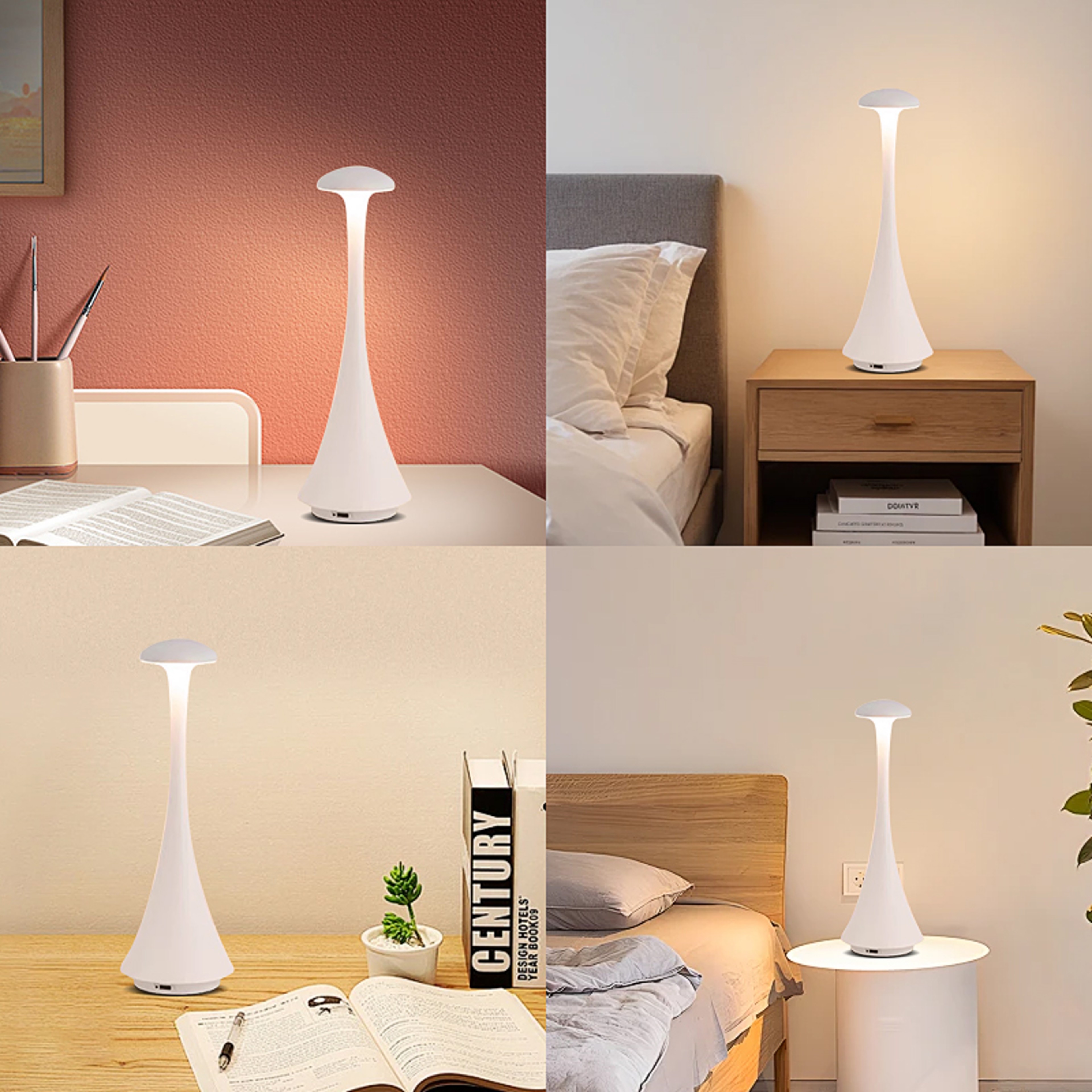 Touch Function LED Desk Lamp With Mushroom Head Rechargeable Portable Desk Light For Bedroom Atmosp 2