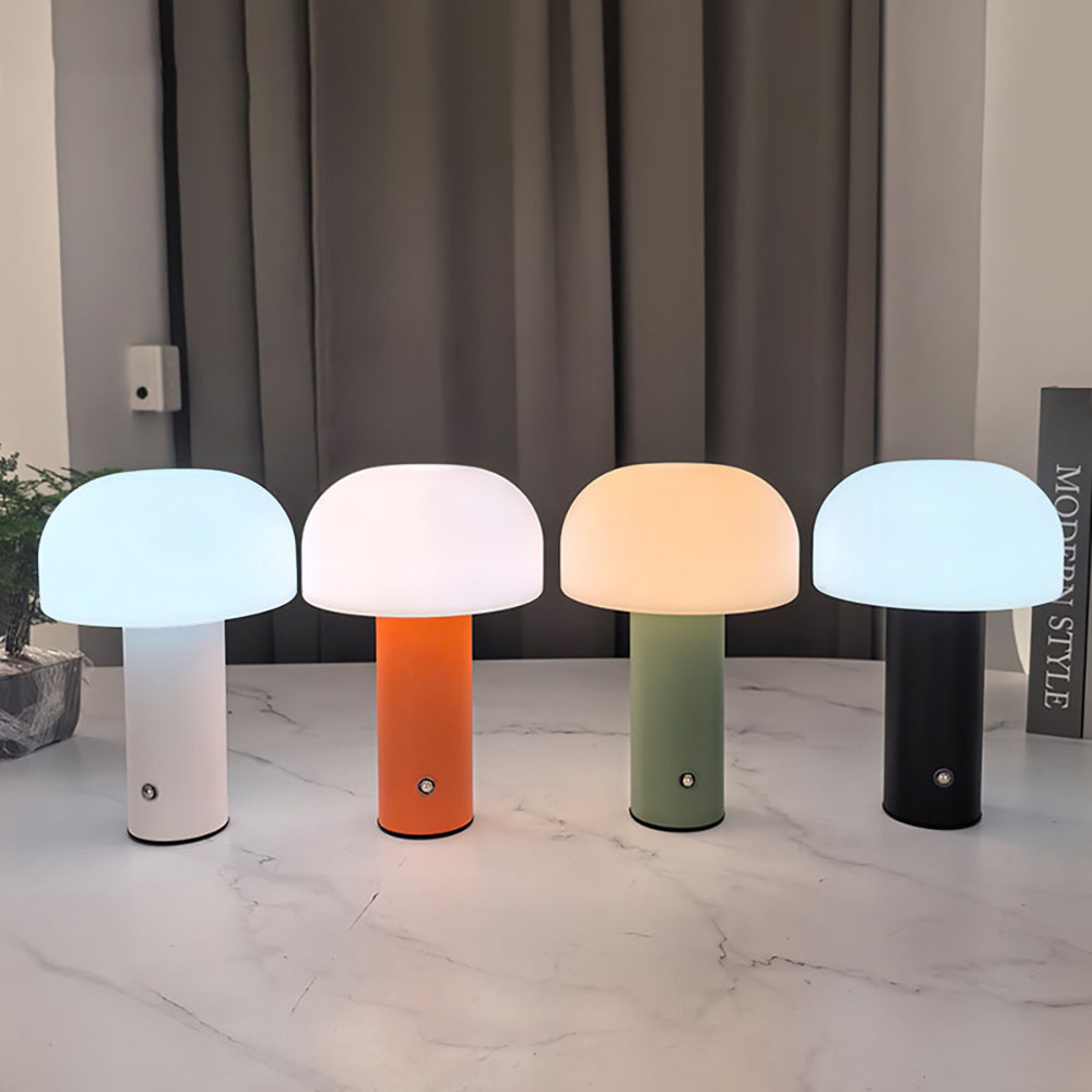 LED Mushroom Lamp Charging Table Lamp Dimming Desk Lamp For Bedroom Bar Restaurant Night Light Deco 1
