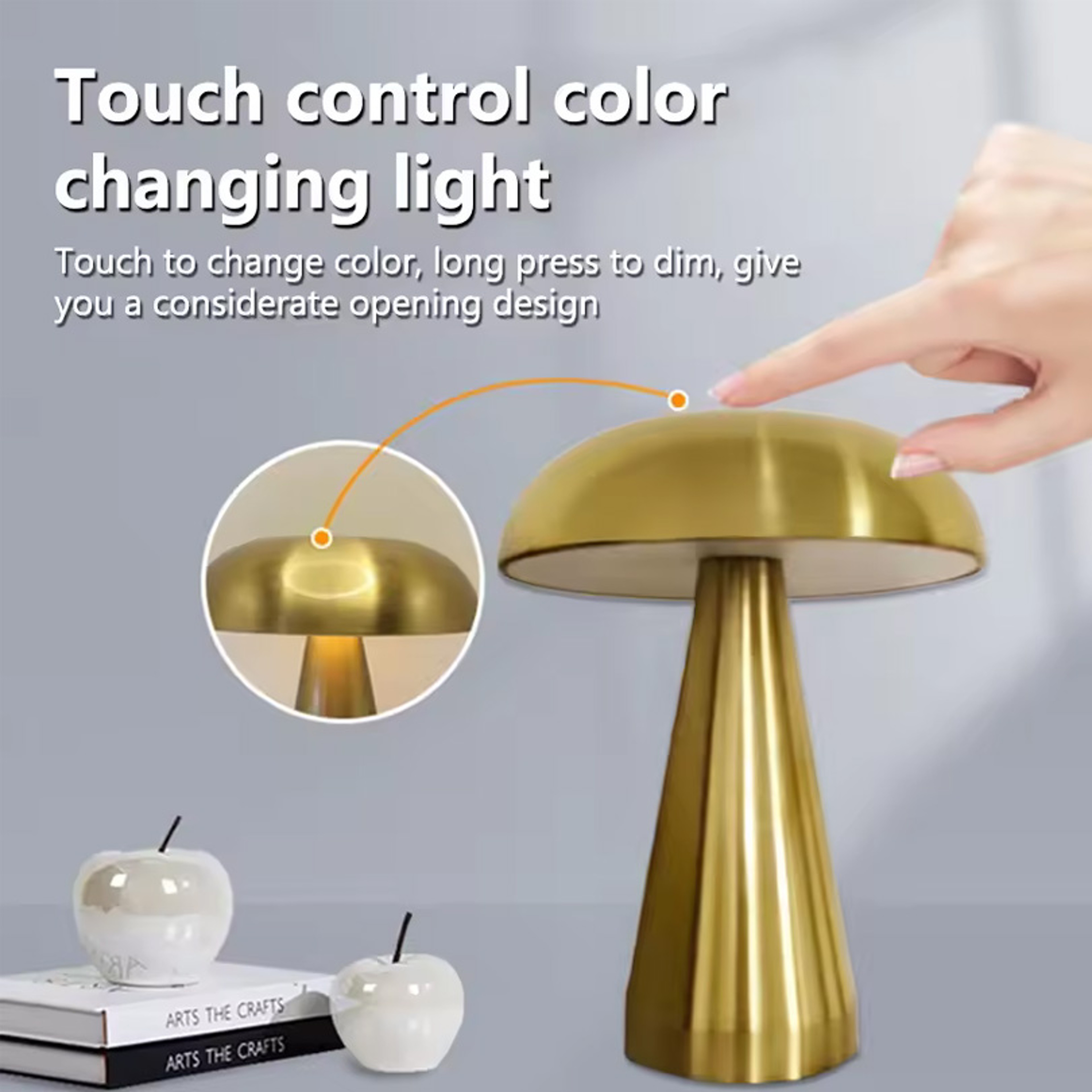 Retro Mushroom LED Table Lamp With Touch Sensor Rechargeable Bedside Reading Lights For Bedroom And 2