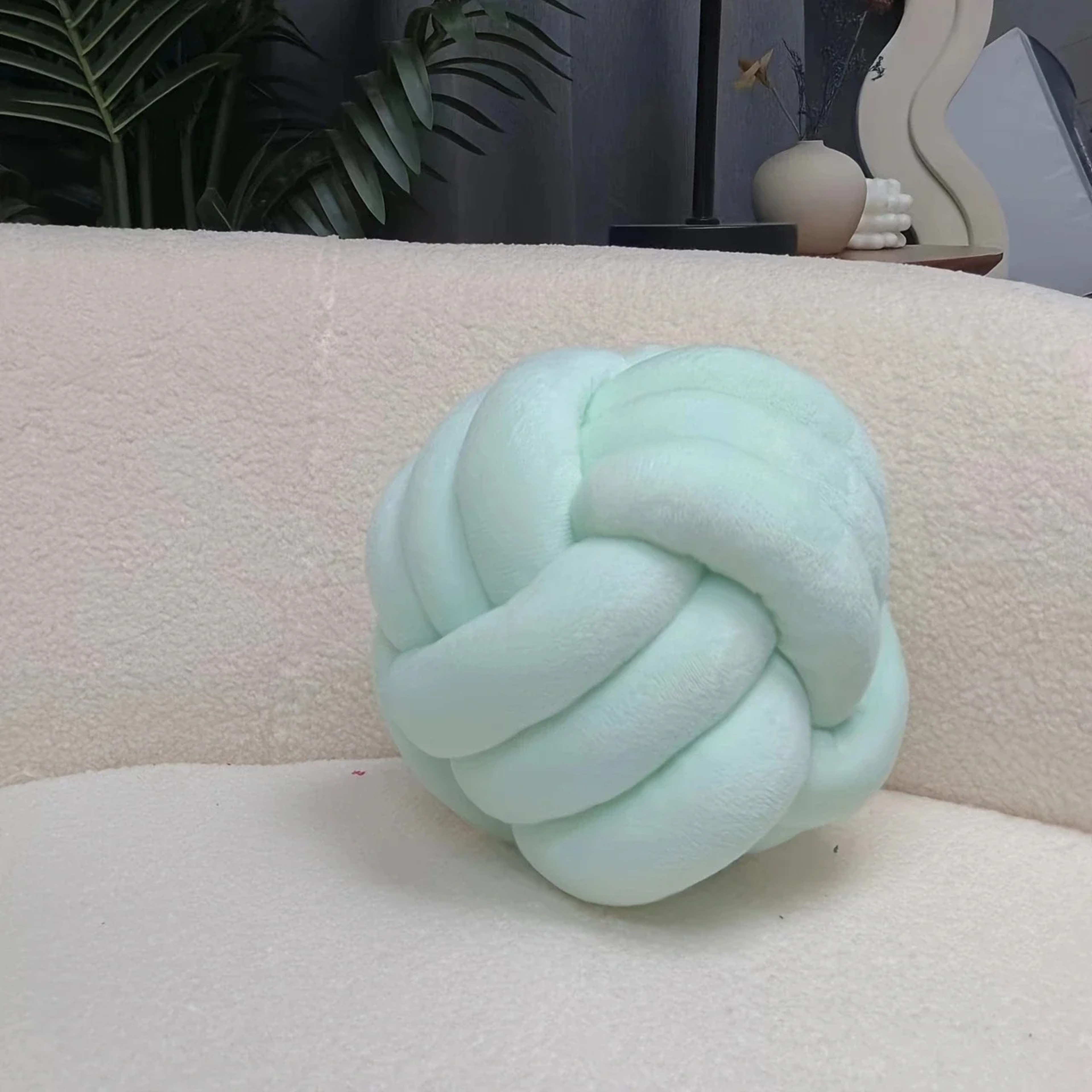 Soft Handwoven Knotted Ball Pillow Plush Round Throw Pillow Bed Home Decor Accent 7