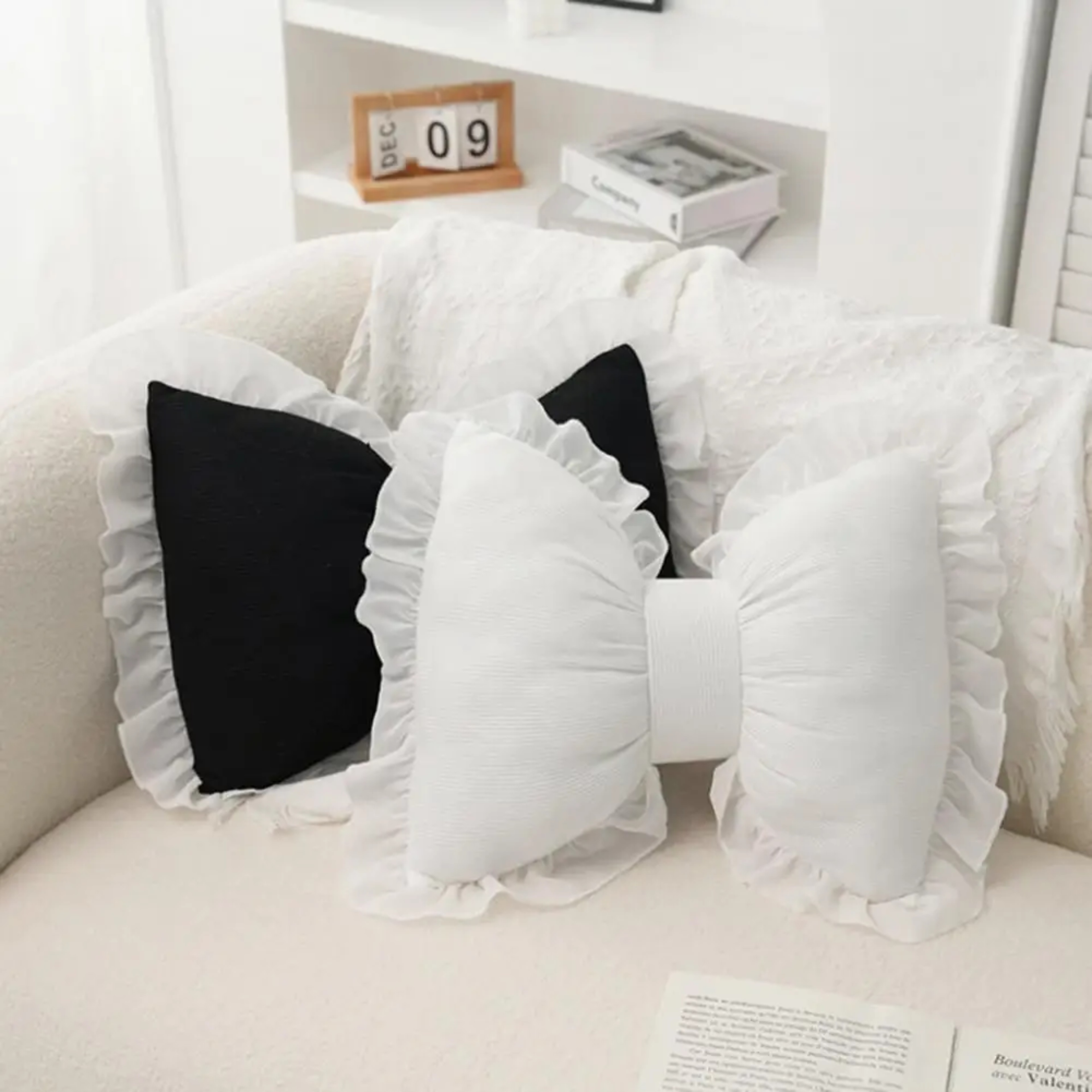 Pink Bow Lace Sofa Pillow Plush PP Cotton Filled Bed Pillow Car Seat Support Pillow Matching Decora 3