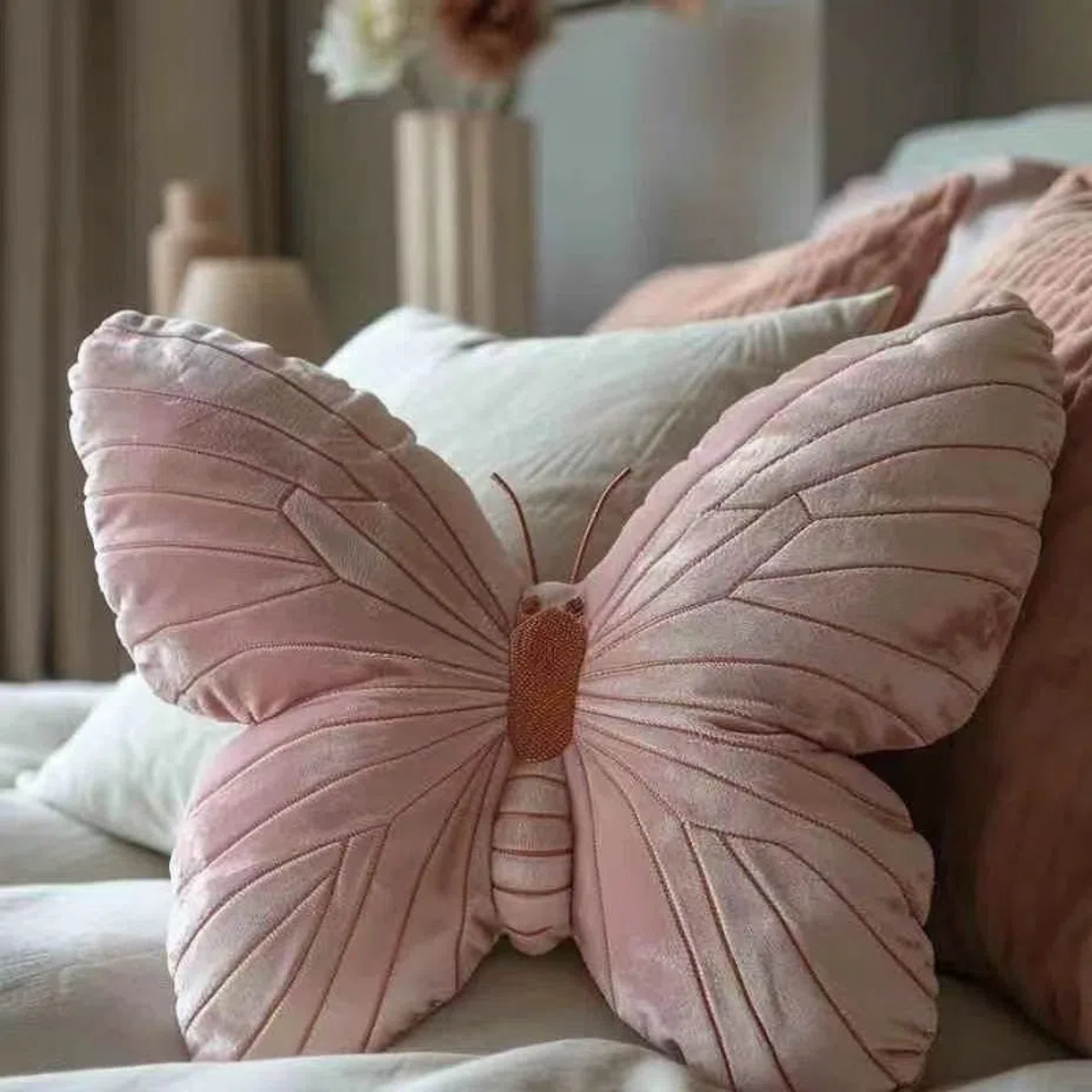 Butterfly Decorative Animal Pillow Pink Cushion for Couch Living Room Bed Butterfly Throw Pillow for Kids Room – view 7