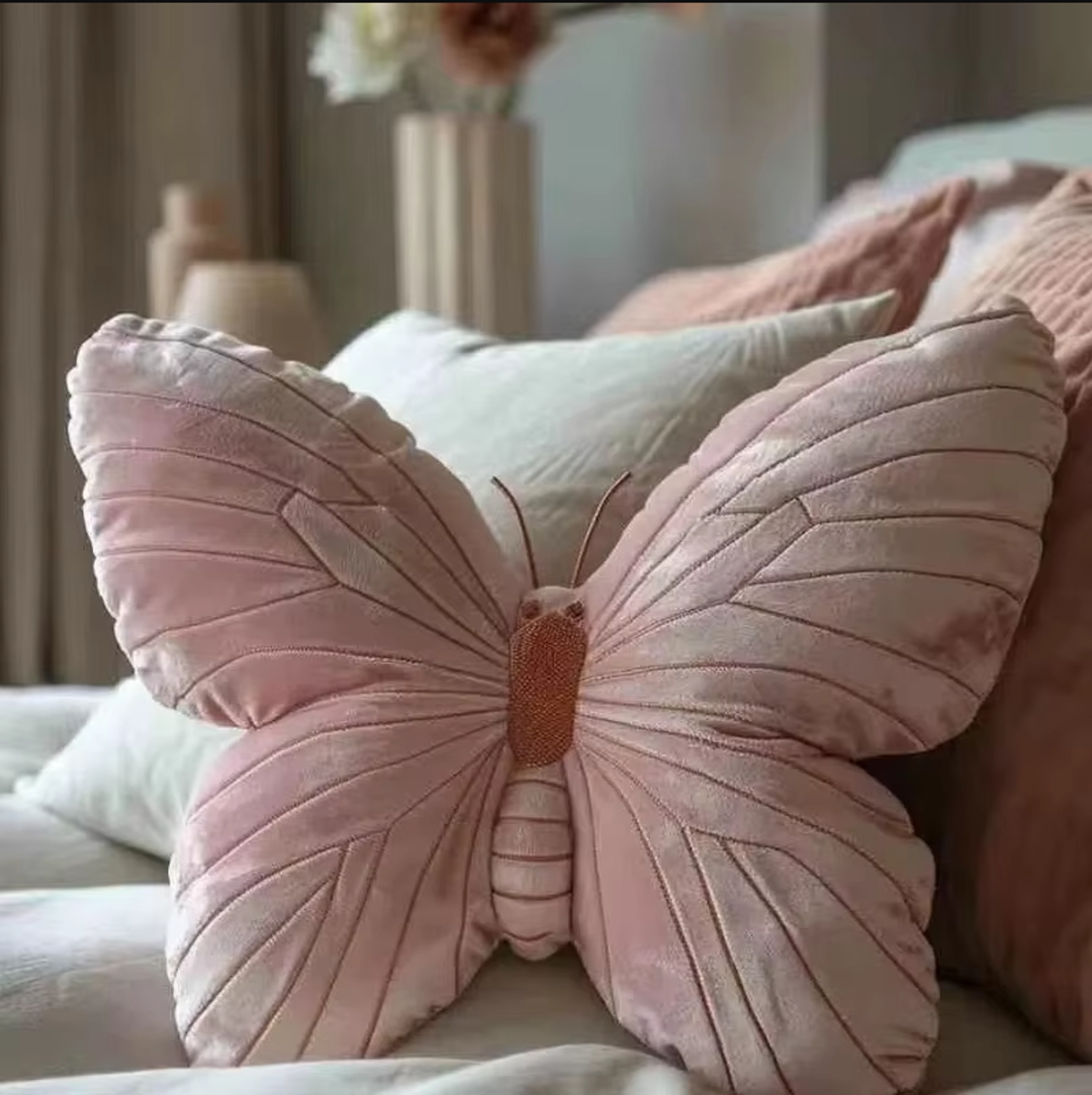 Butterfly Decorative Animal Pillow Pink Cushion for Couch Living Room Bed Butterfly Throw Pillow for Kids Room – view 8