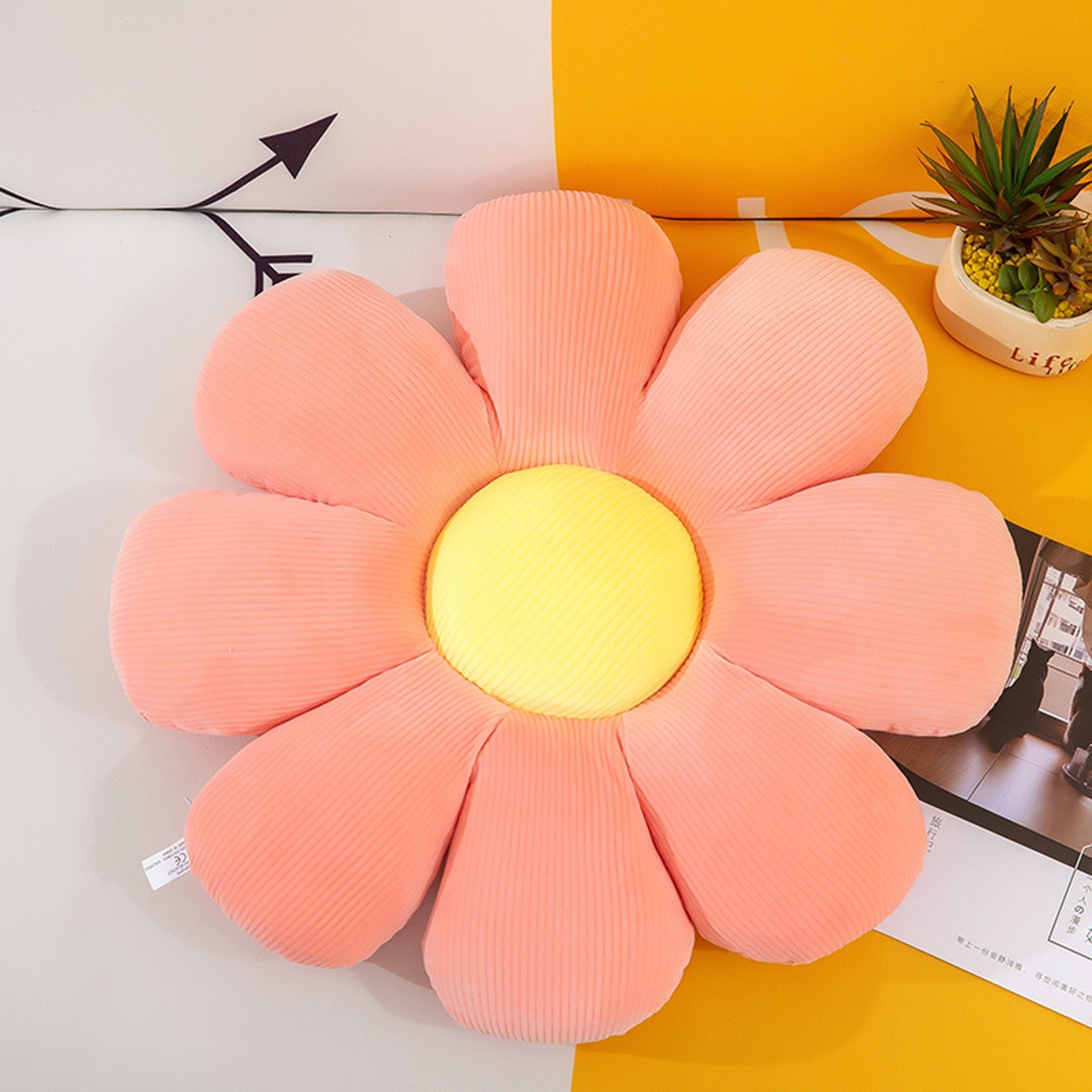 Stuffed Flower Pillow Daisy Setting For Kids Bedroom Girly Room Decor Bay Window Pillow Pink Flower 7