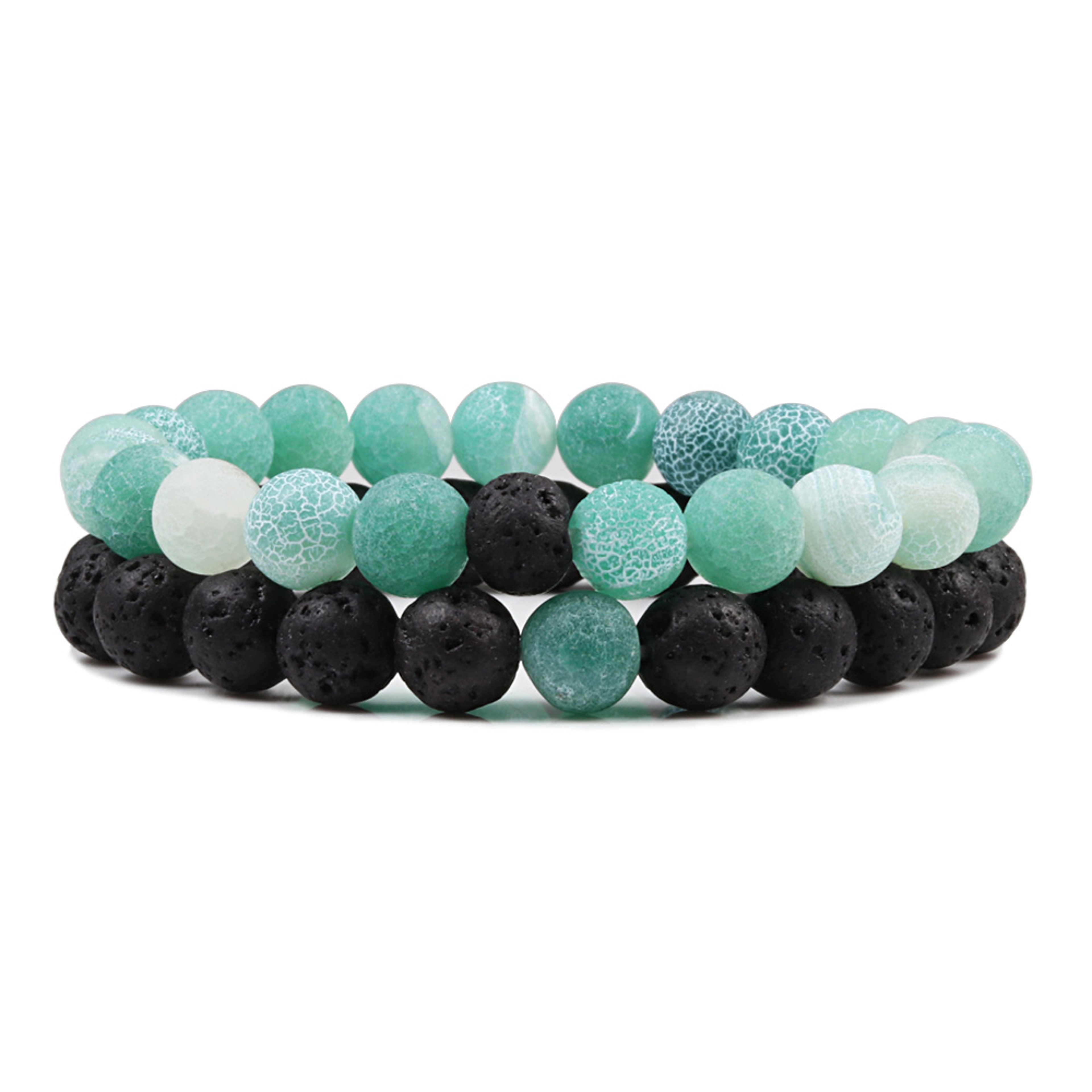 Natural Lava Stone Beaded Bracelets Bangles Set For Couples Energy Distance Best Friend Jewelry Gif