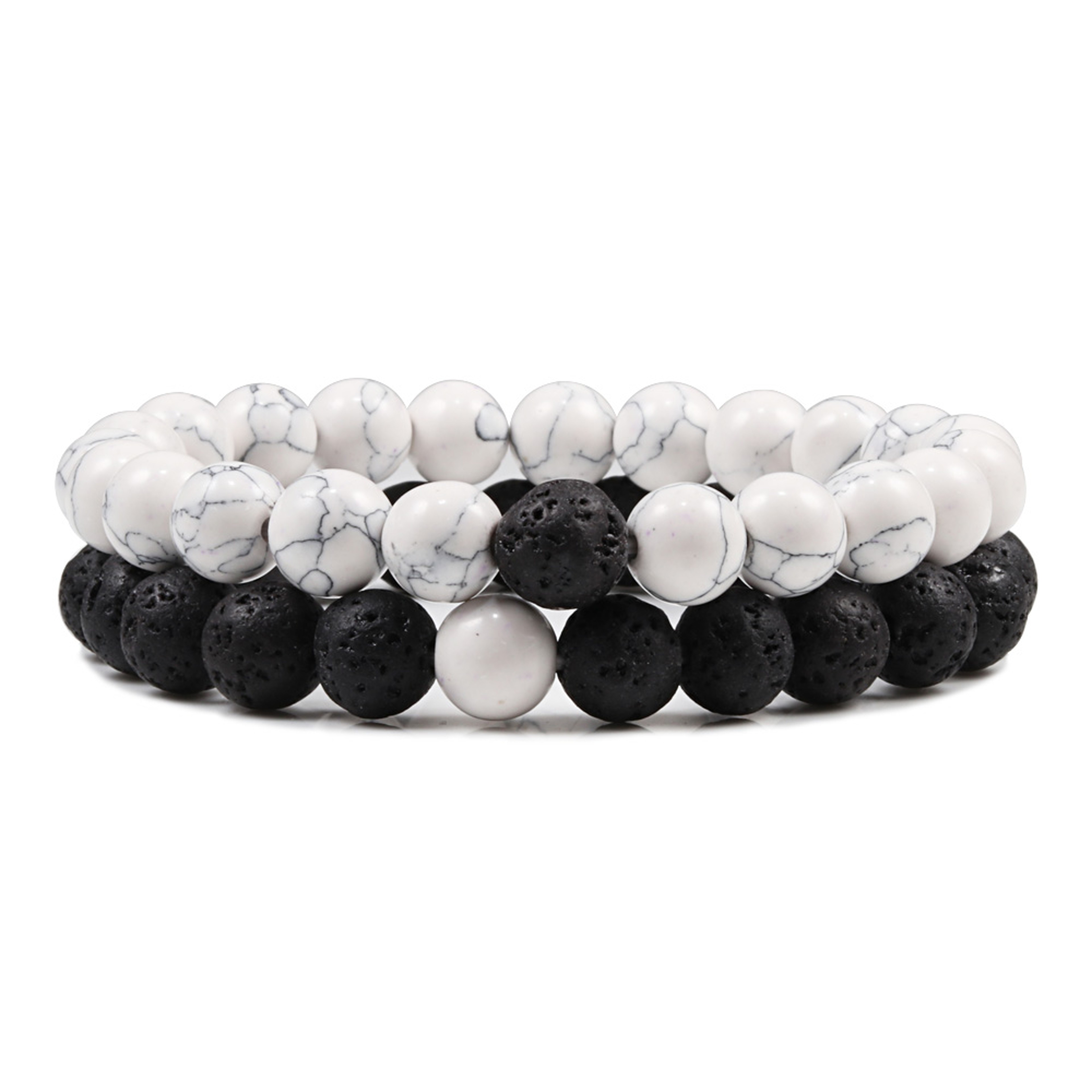Natural Lava Stone Beaded Bracelets Bangles Set For Couples Energy Distance Best Friend Jewelry Gif 9
