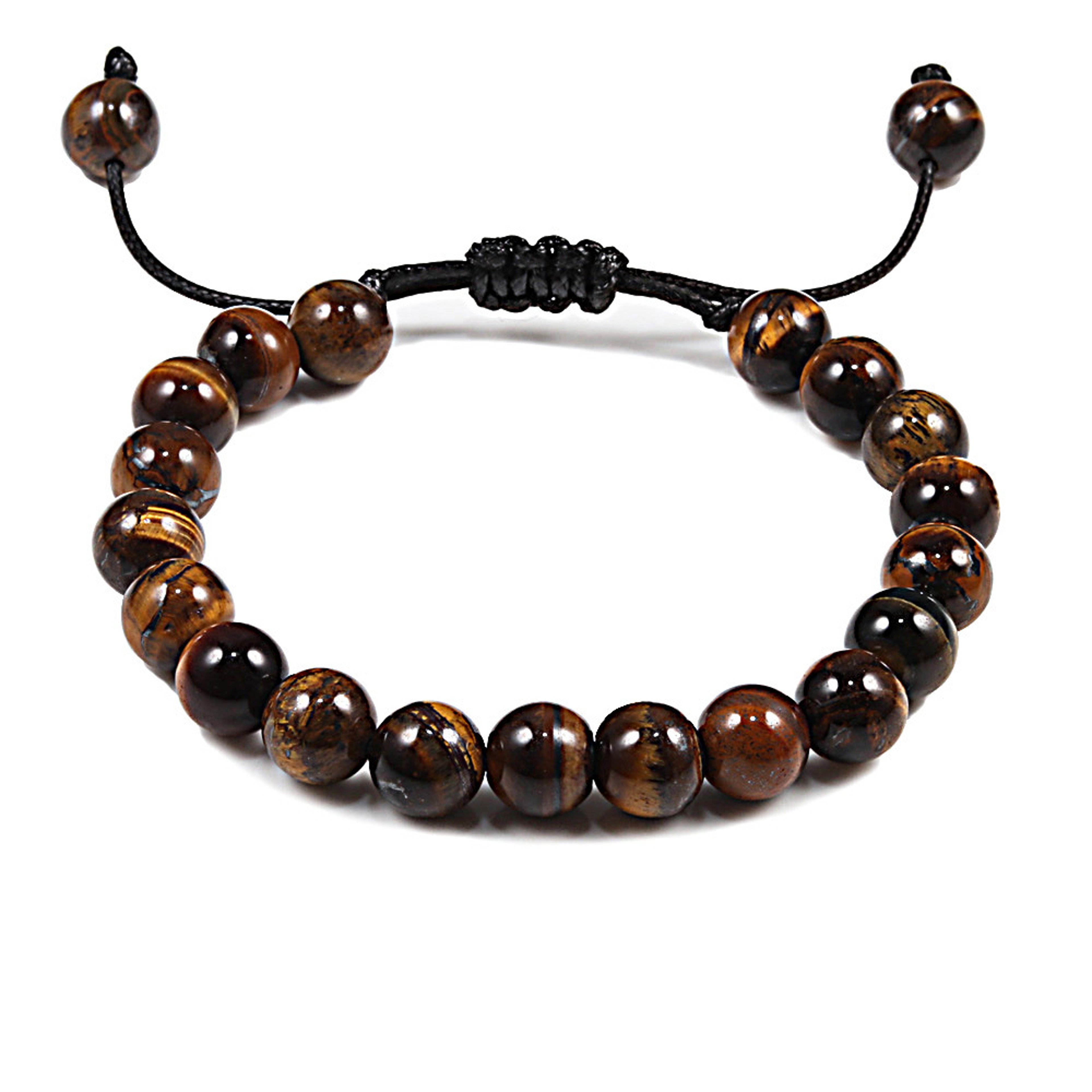 Natural Tiger Eye Beaded Bracelet Personalized Volcanic Stone Howlite Onyx Adjustable Chain For Men 5